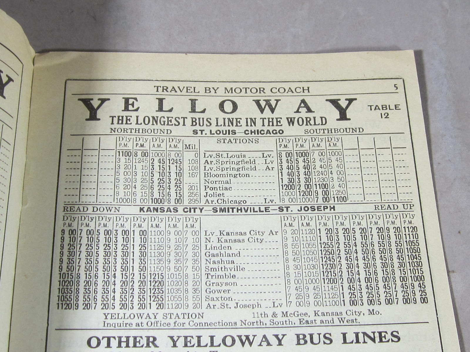 Russell’s Motor Coach / Bus Guide for Missouri 1928
