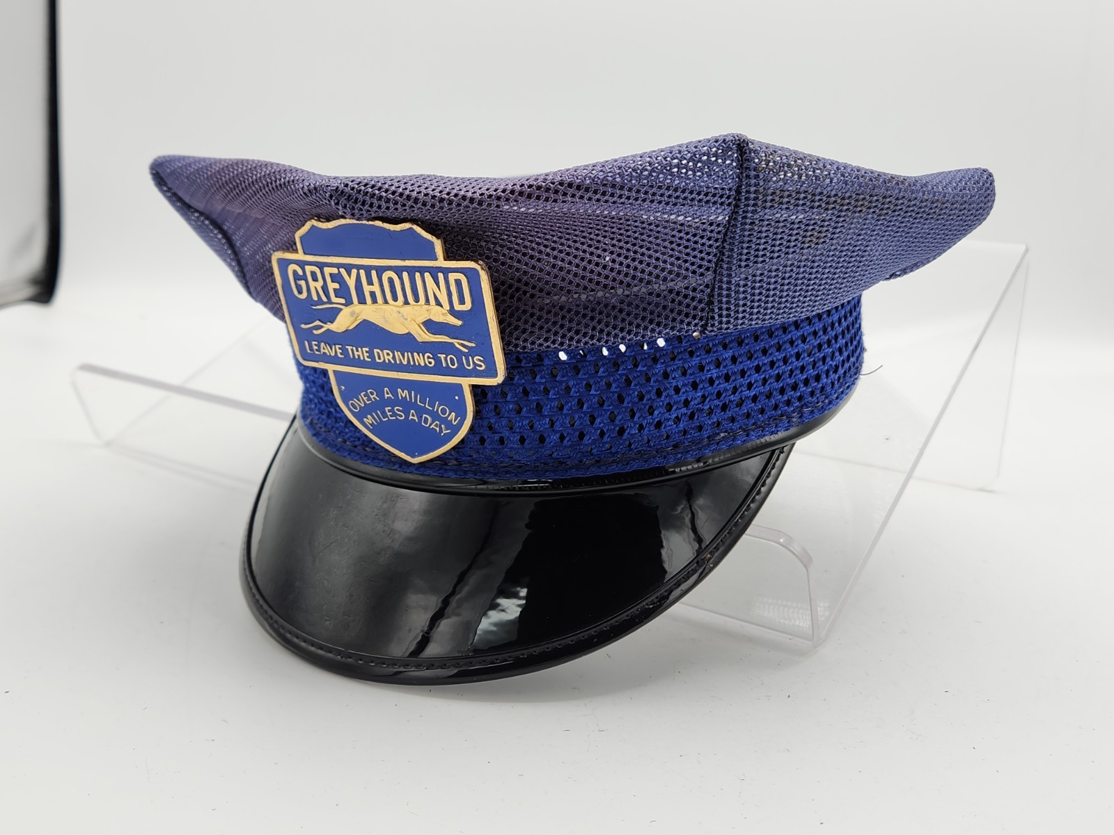 Vintage Greyhound Bus Driver Hat Enameled Badge Brookfield Uniforms Kansas City