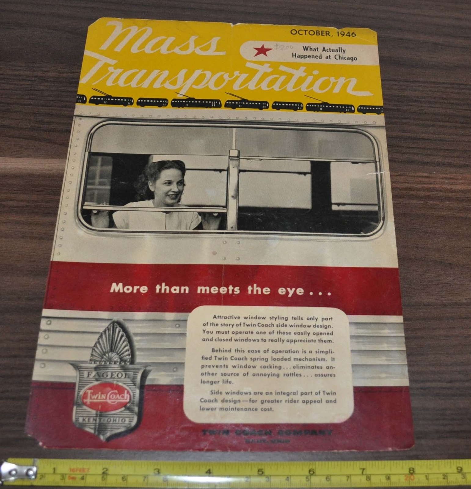 1946 Twin Coach Bus Ad Bridgeport Brass Trolley