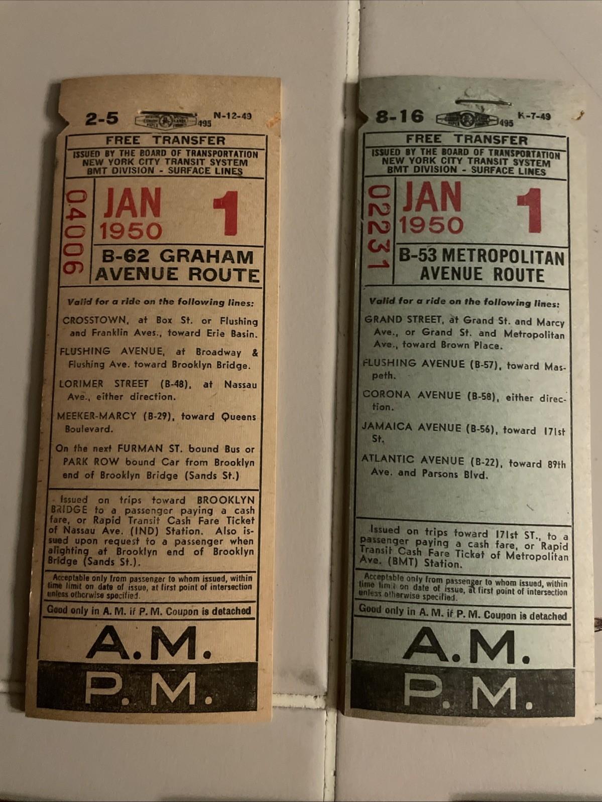 Vintage 7 BOOKS- NYCTA NYC BUS TRANSFER TICKETS 165 Tickets