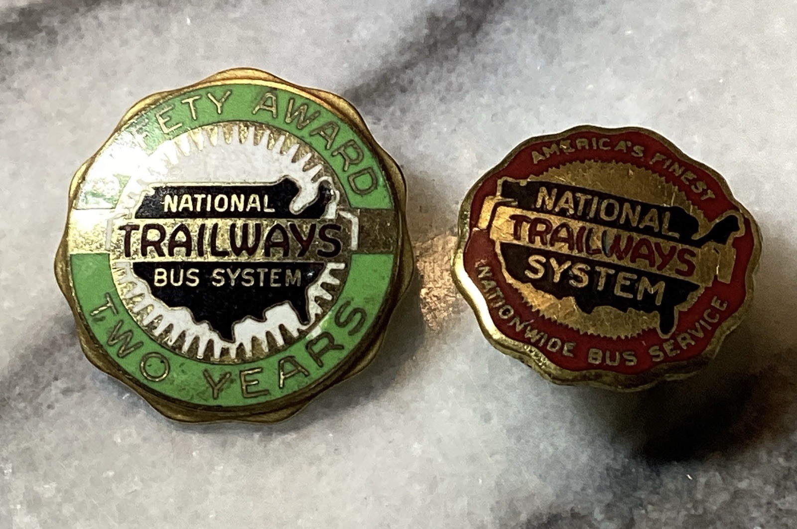 Vintage Pins (2) Trailways Bus Service