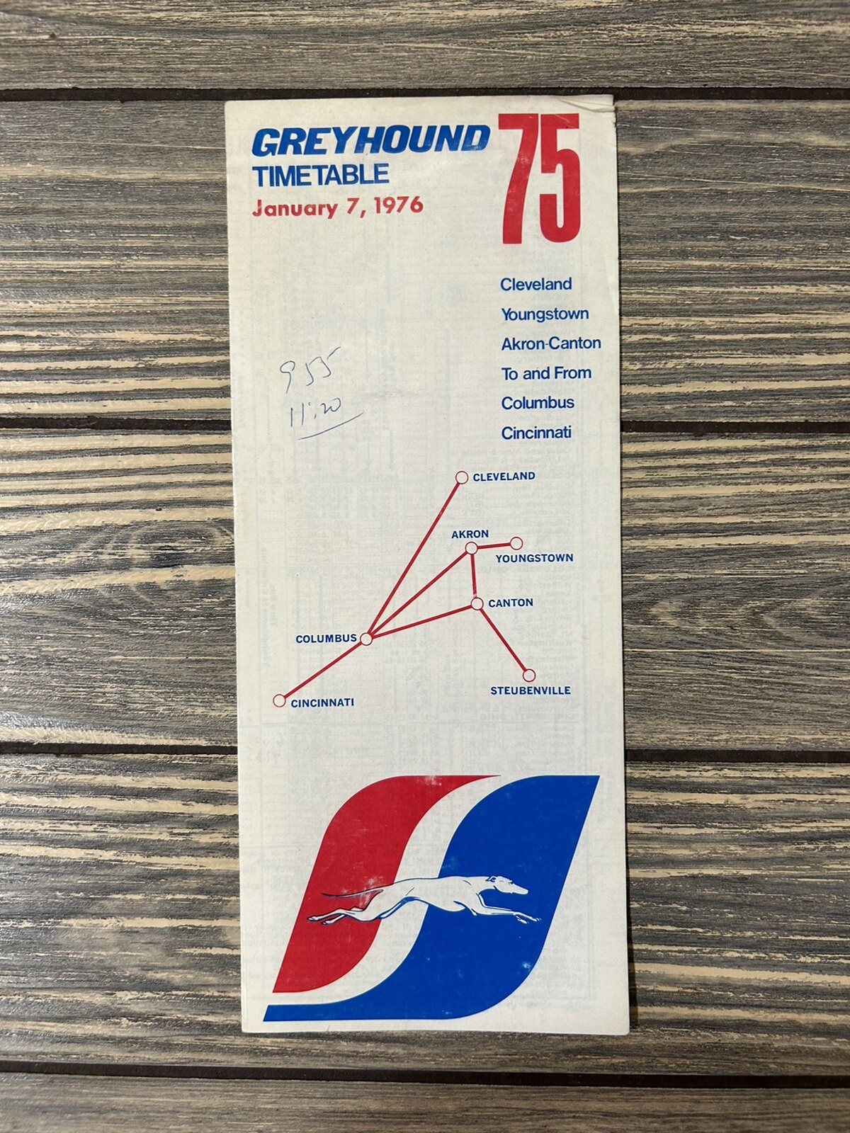 Vintage January 7 1976 Greyhound Timetable 75 Brochure Pamphlet
