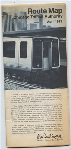 CTA Route Map Chicago Metropolitan Area Chicago Transit Authority 1972