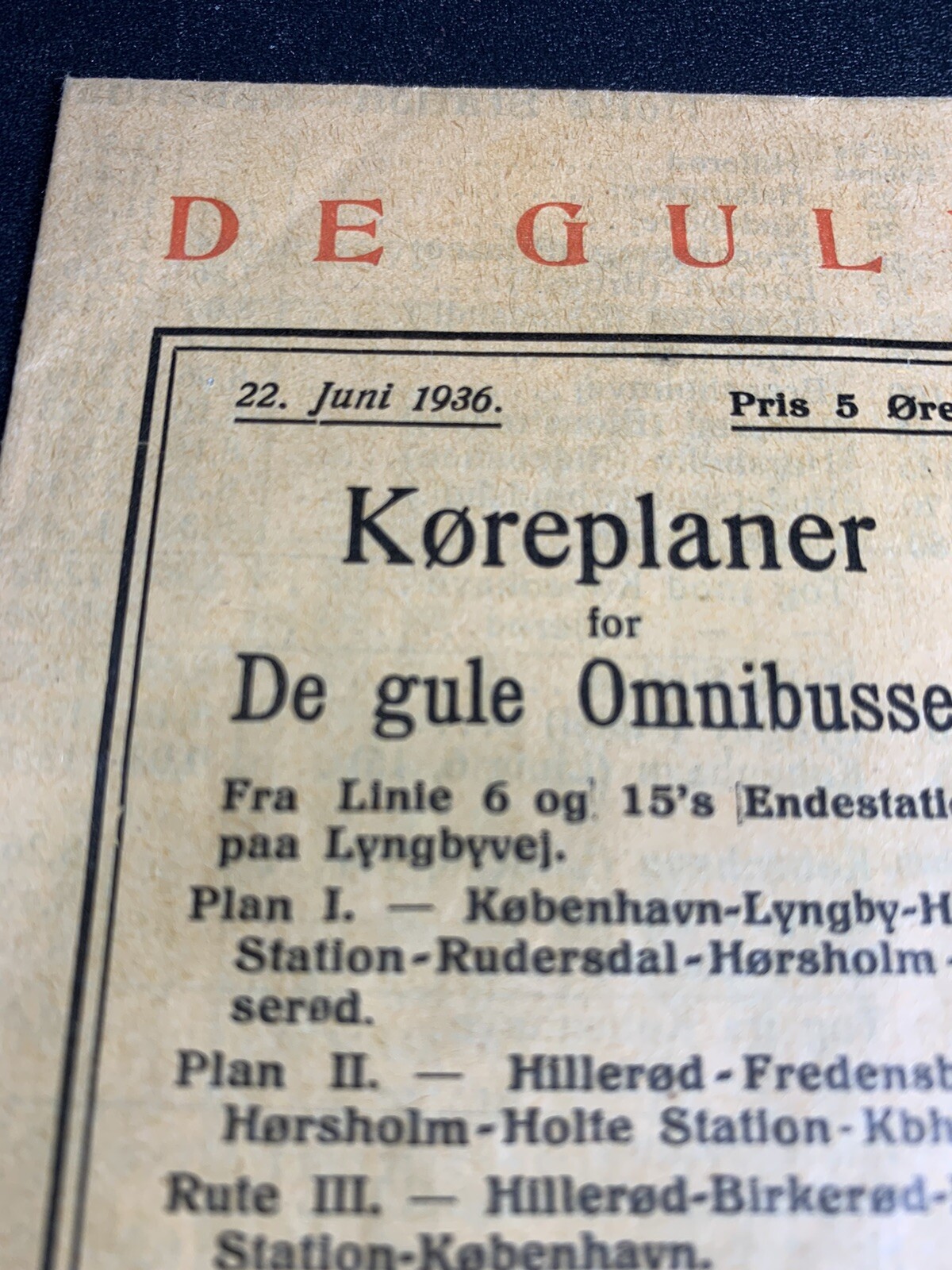 Vtg Danish Denmark Bus Schedule planner 1936 Map Holte Station Omnibusser