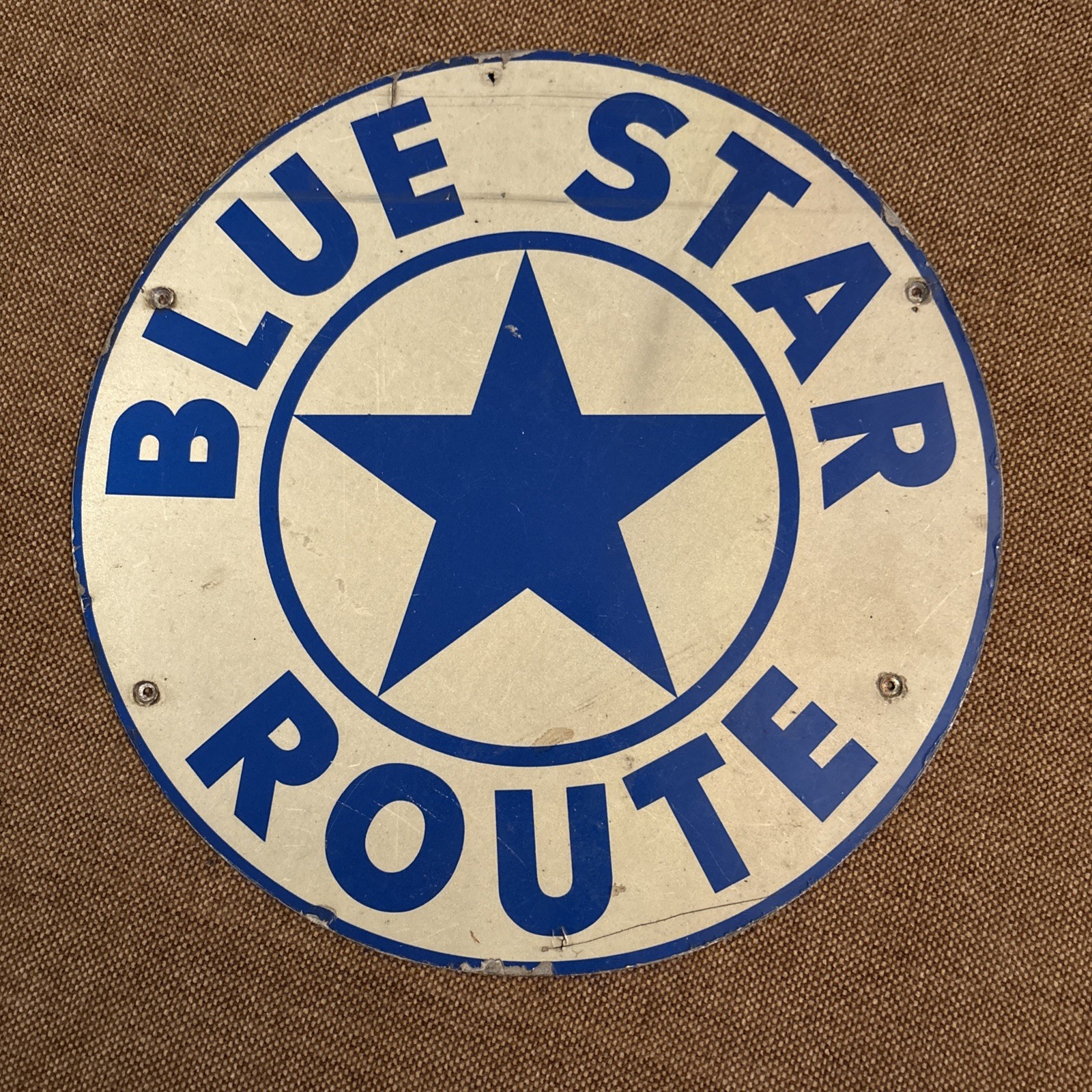NJ Somerset Bus Service Blue Star route aluminum disk front of bus emblem
