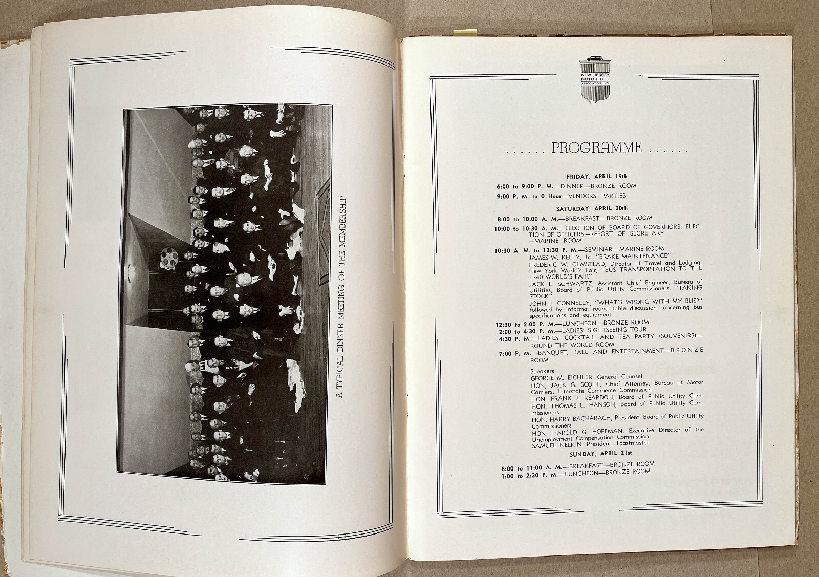 Rare 1940 NEW JERSEY MOTOR BUS ASSN. Convention Souvenir Program Book w/Ads