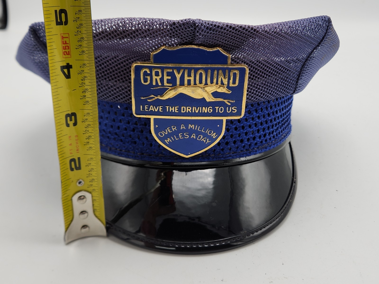 Vintage Greyhound Bus Driver Hat Enameled Badge Brookfield Uniforms Kansas City