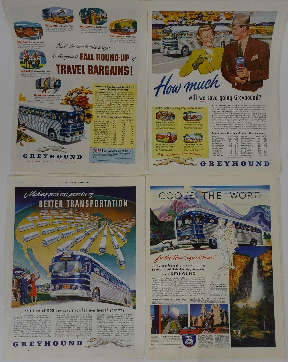 Lot 15 1900s Print Advertising Bus Lines Greyhound Trailways Gray Line Travel