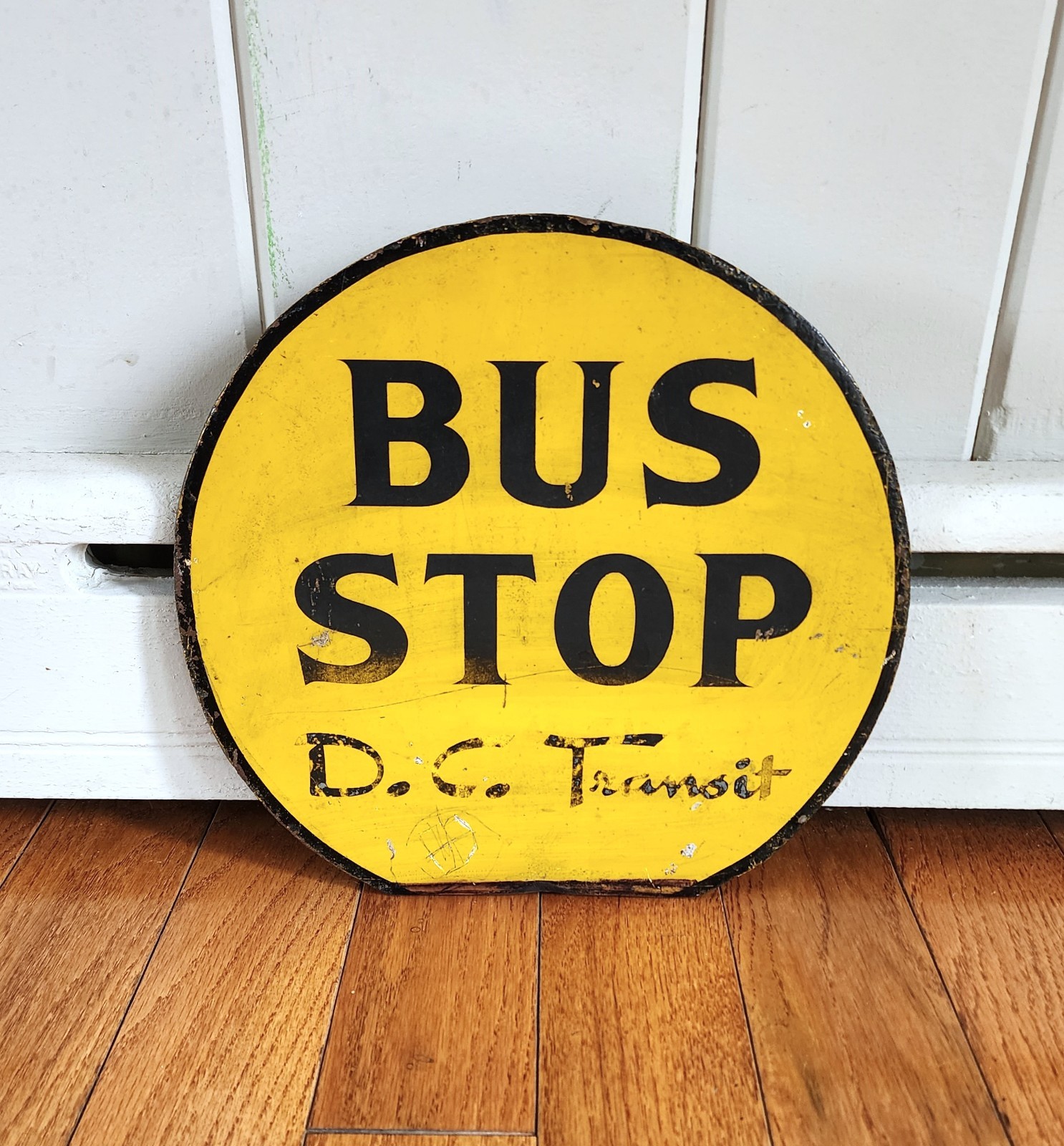 ANTIQUE DC TRANSIT SYSTEM BUS STOP SIGN WASHINGTON D.C. WMATA