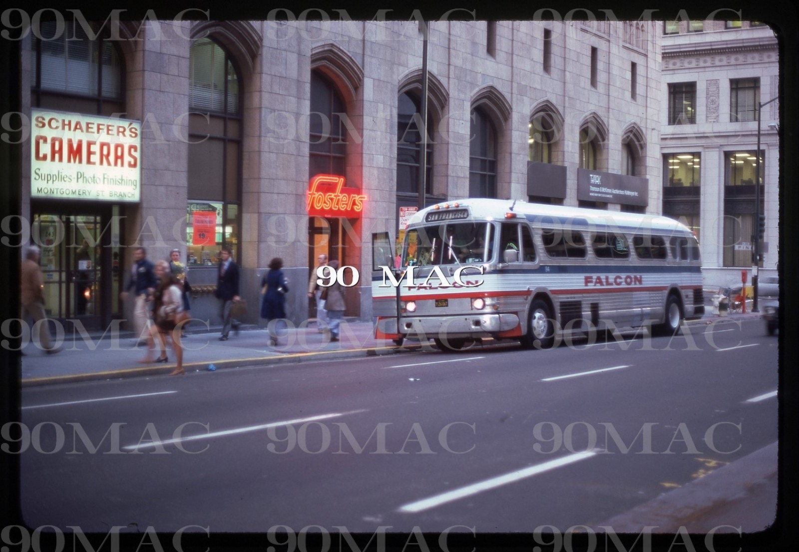 FALCON CHARTER. GM COACH BUS #34. San Francisco (CA). Original Slide 1975.