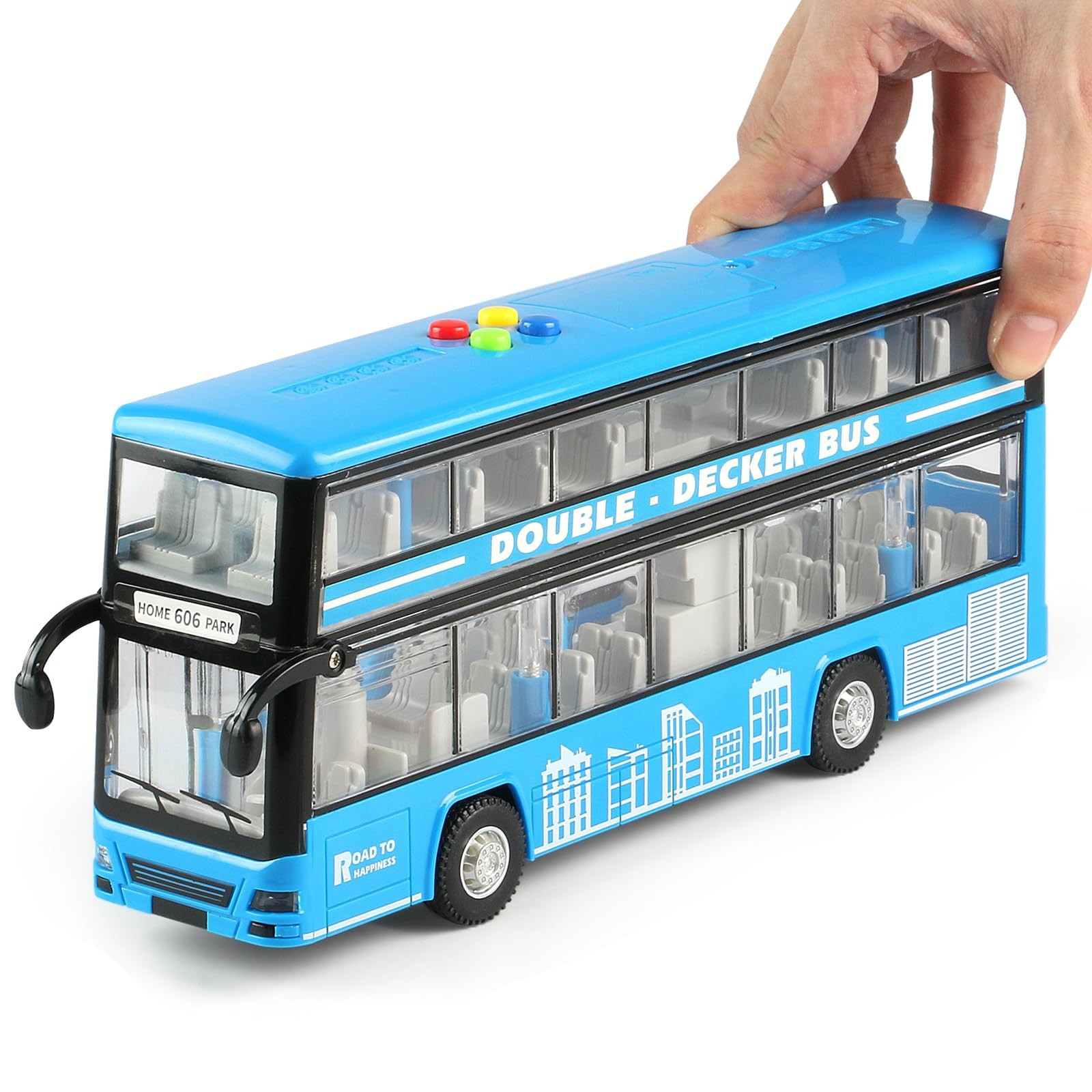 Cdymkf 1128Cm Double Decker Bus Toy Lights Sounds Scale116 Friction Powered Bus