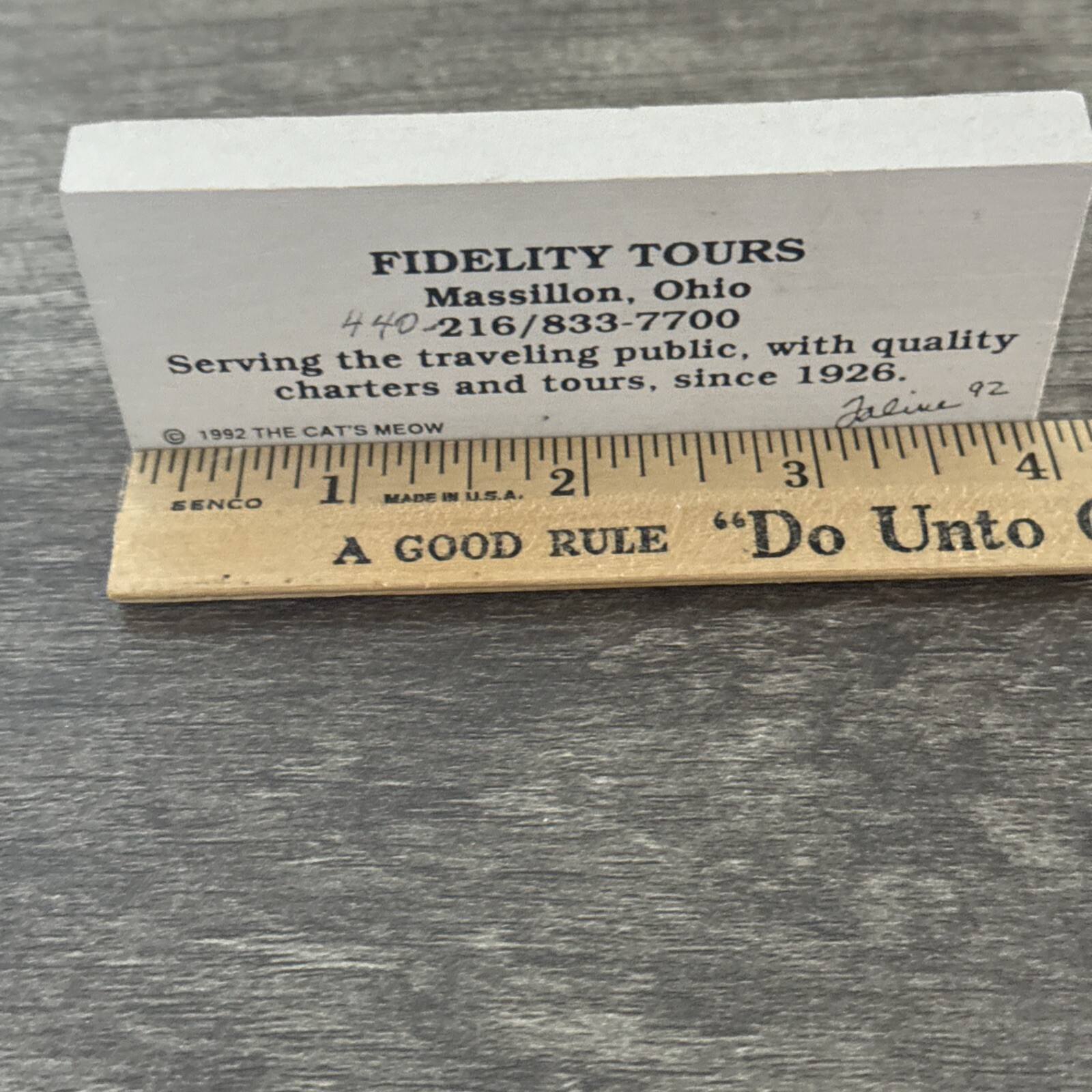 The Cat’s Meow Fidelity Tours Bus 1992 Massillon, Ohio – Signed Faline ’92