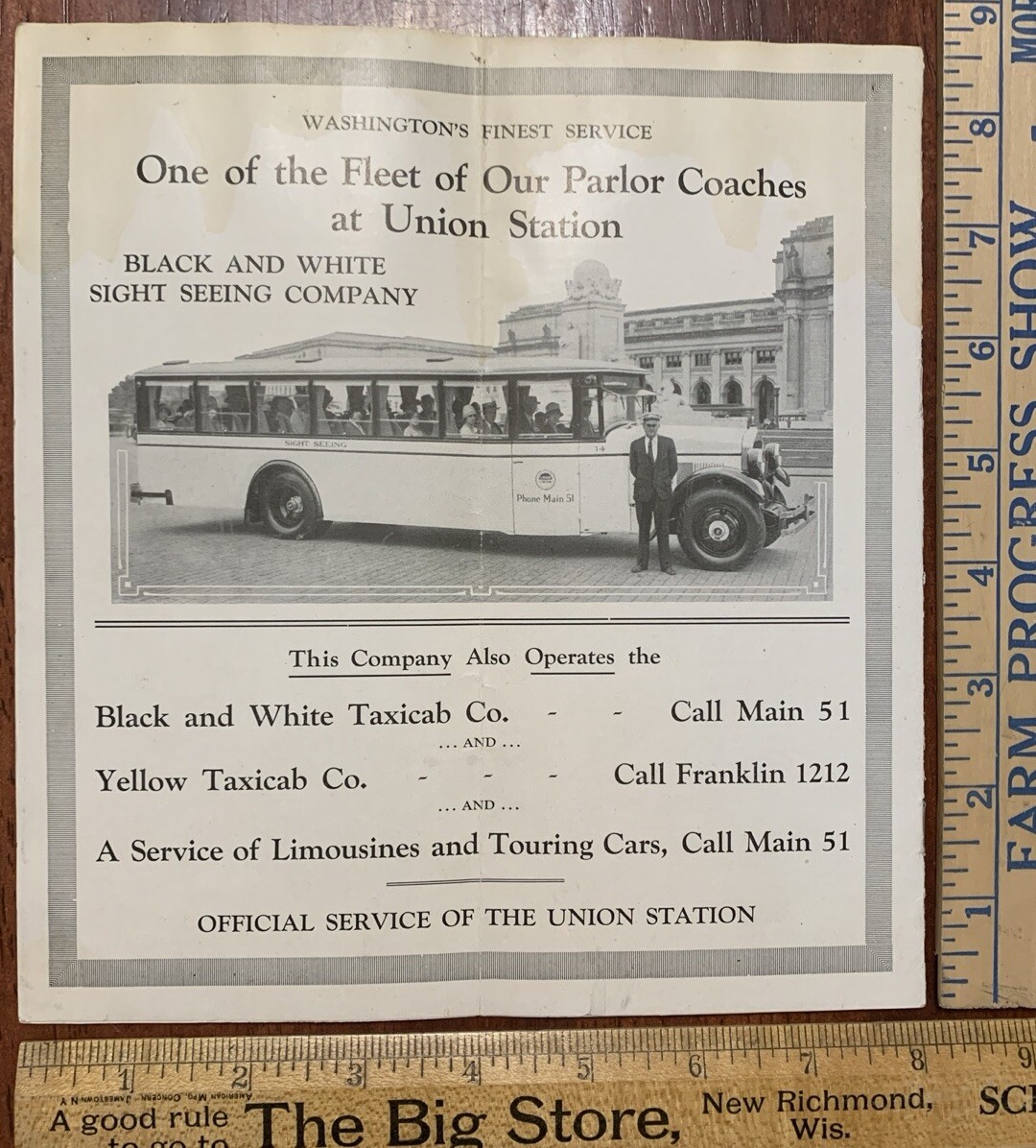 1931 Black & White Sight Seeing Company Washington DC Tours/Parlor Coaches WOW!