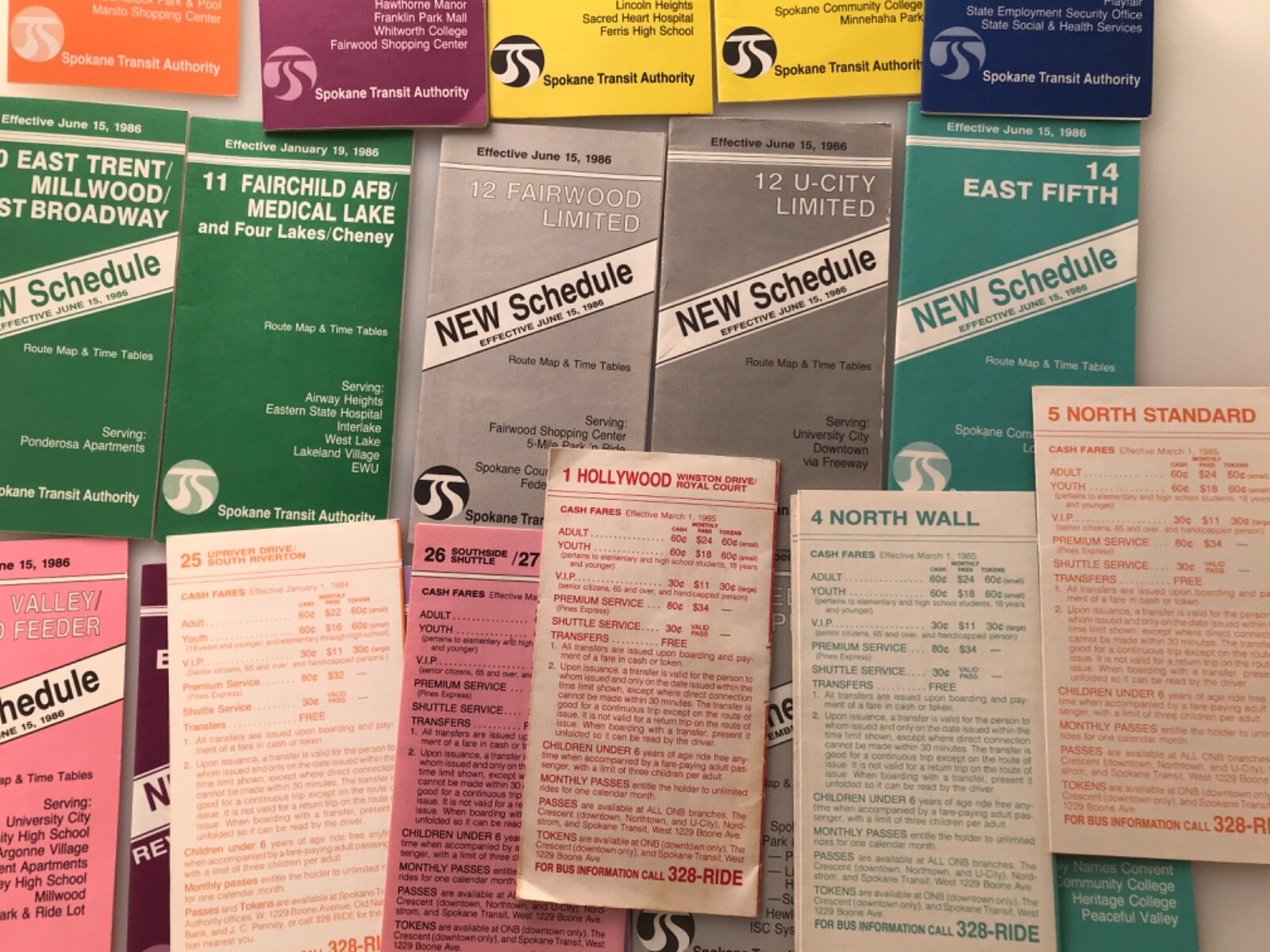 1985 Spokane Transit Authority Pocket Bus Schedule Lot of 20 Minnehaha VTG Rare