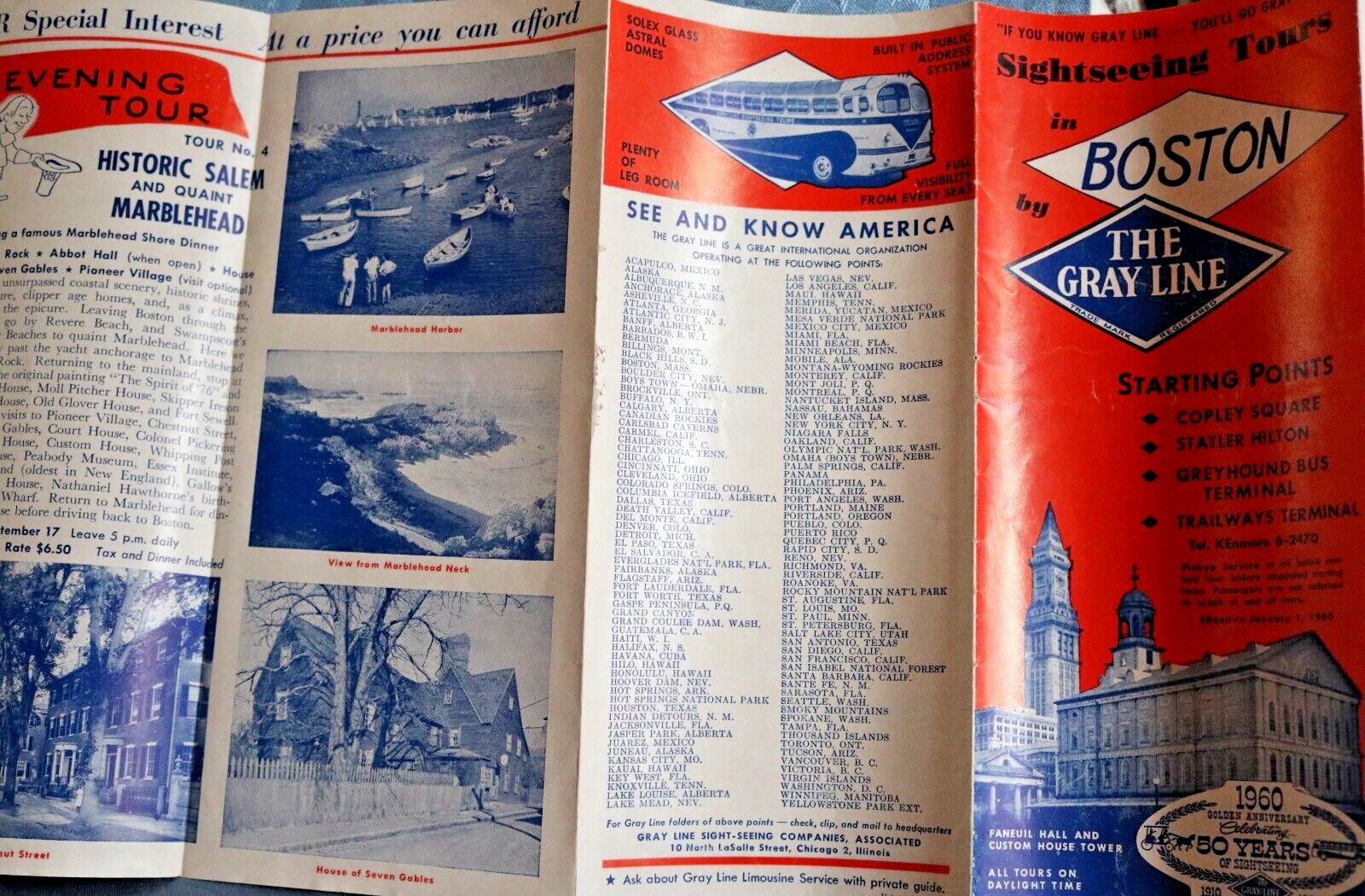 The Gray Line Boston Sightseeing Tours Brochure 1960 Includes Other Tour Package