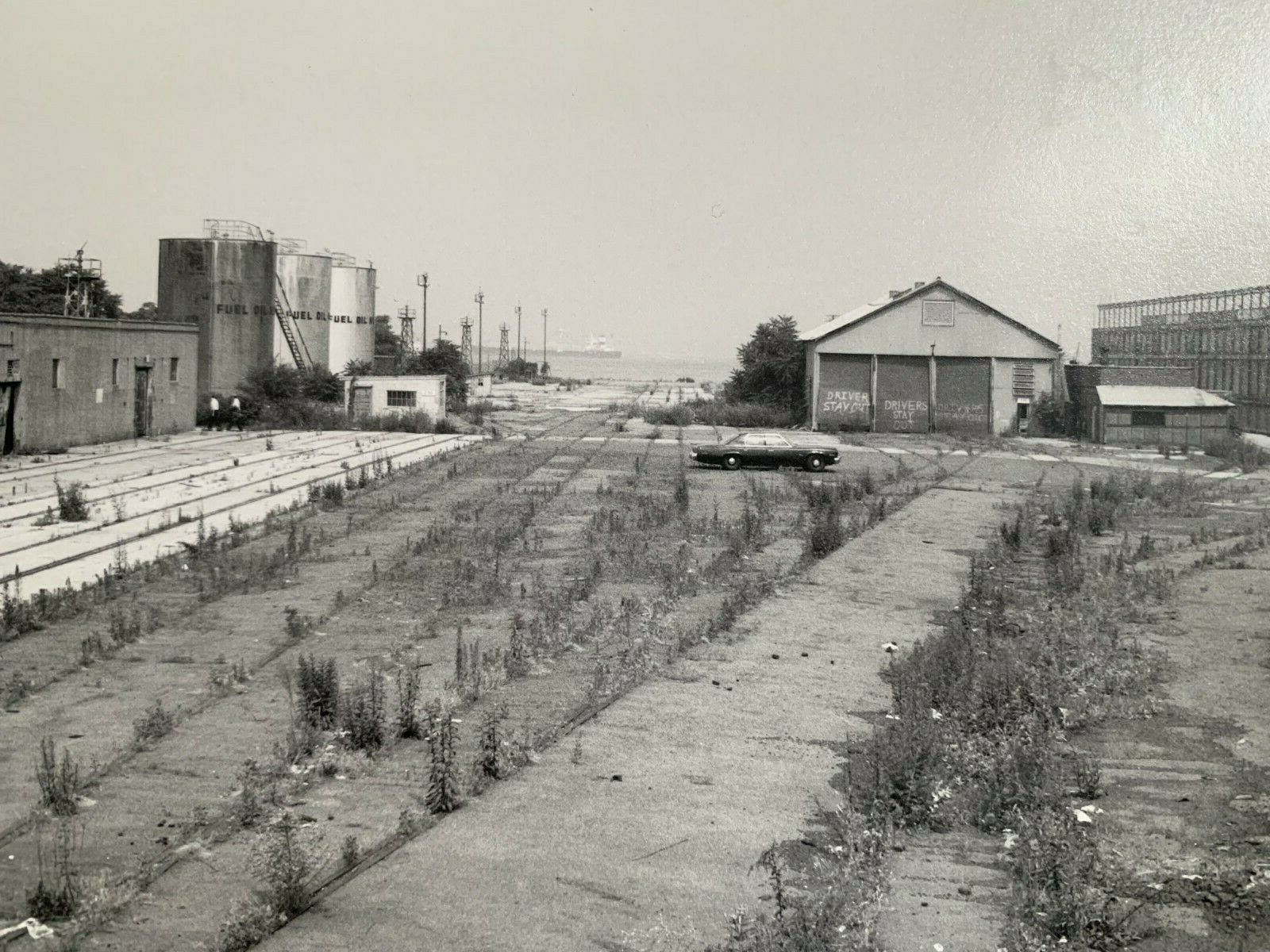 8X10 NYC NY BUS BROOKLYN ARMY TERMINAL BLACK & WHITE OVERGROWN WEEDS PHOTOGRAPH
