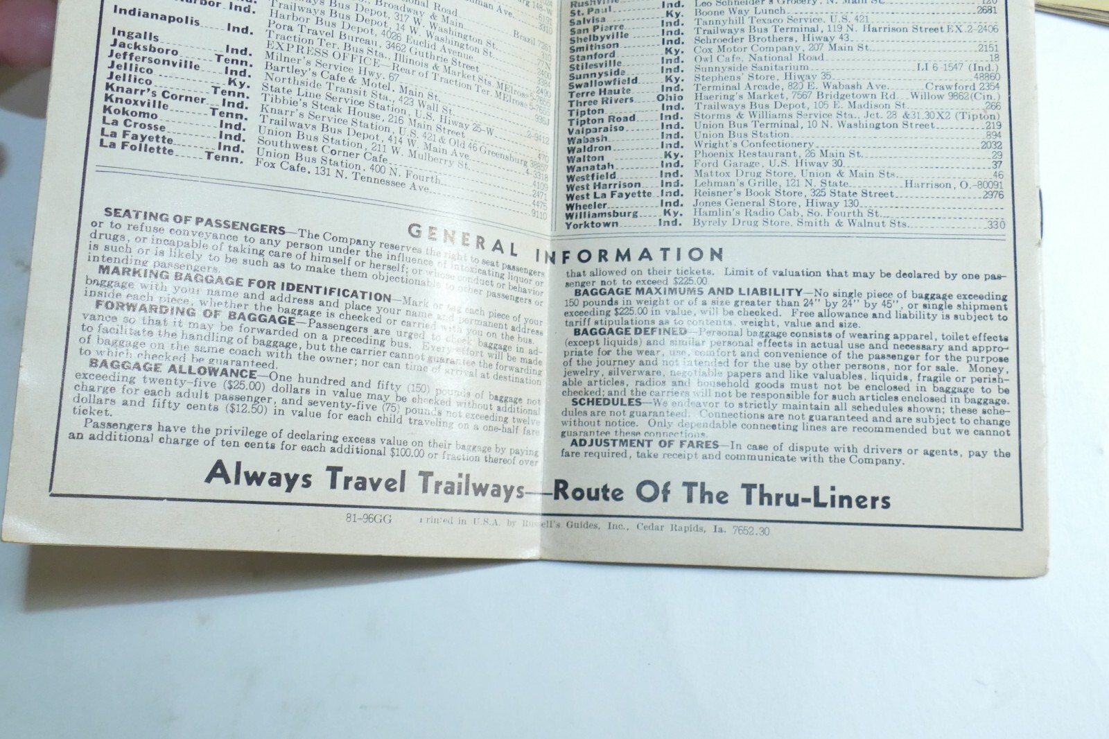 1955 South Eastern Trailways Bus Timetable Schedule Lot Of 2