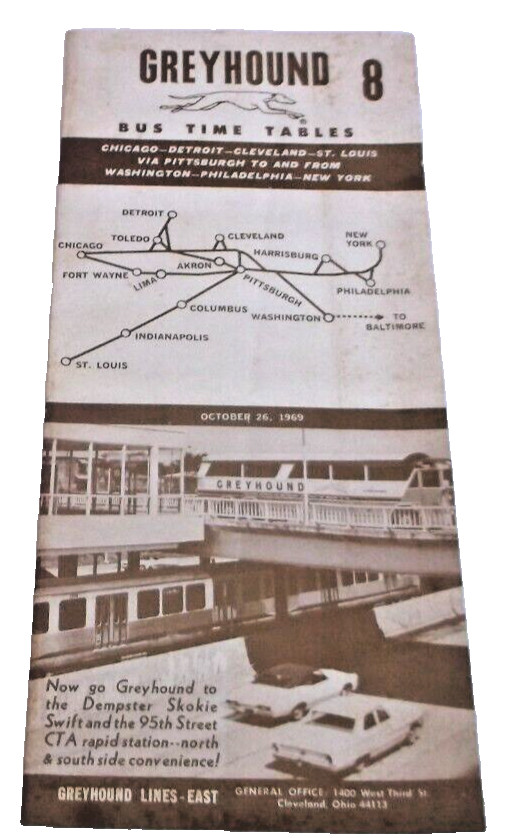 OCTOBER 1969 EASTERN GREYHOUND BUS SCHEDULE FORM 8