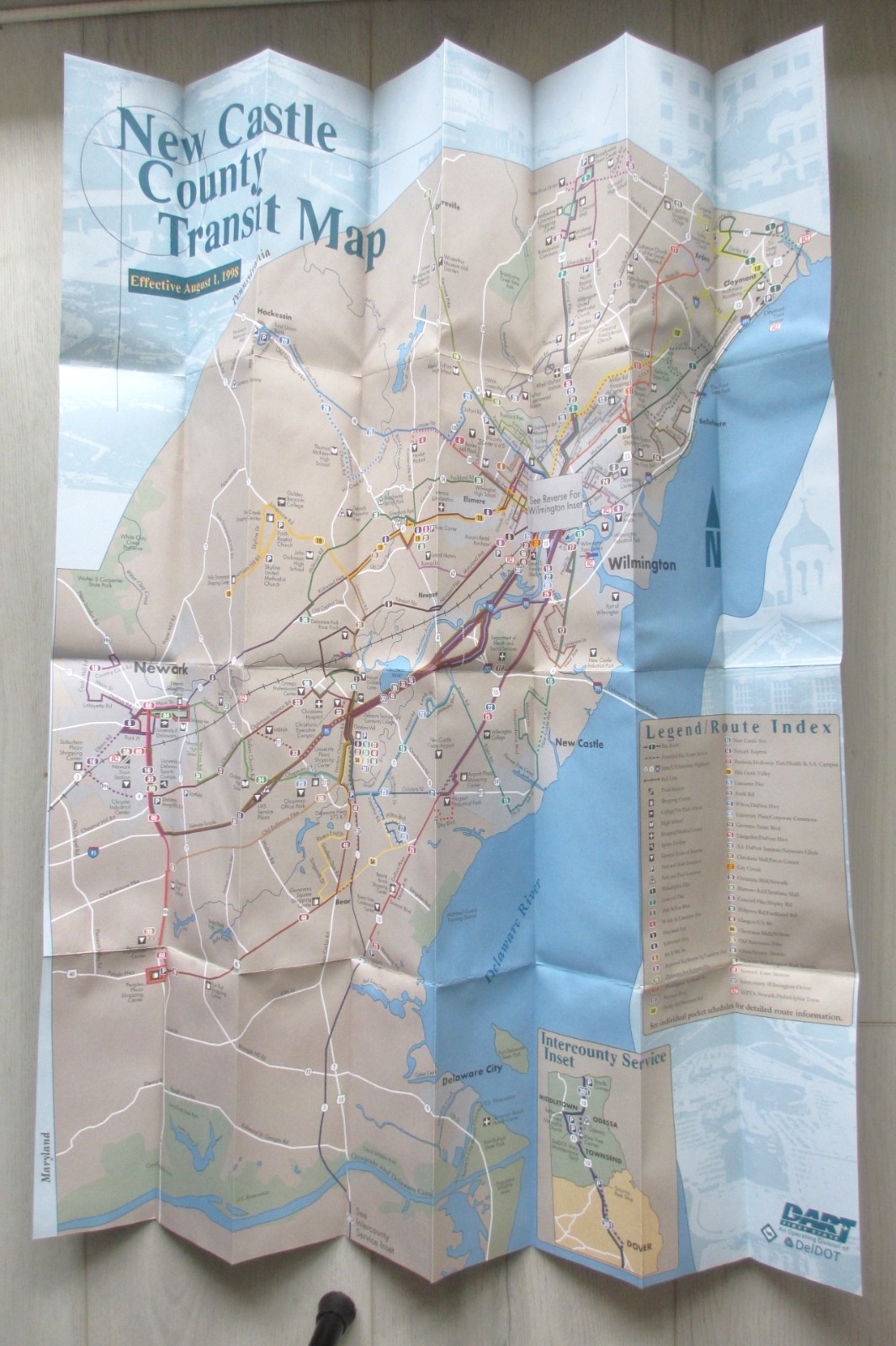Vintage August 1998 Delaware Area Transit Dart New Castle County Bus System Map