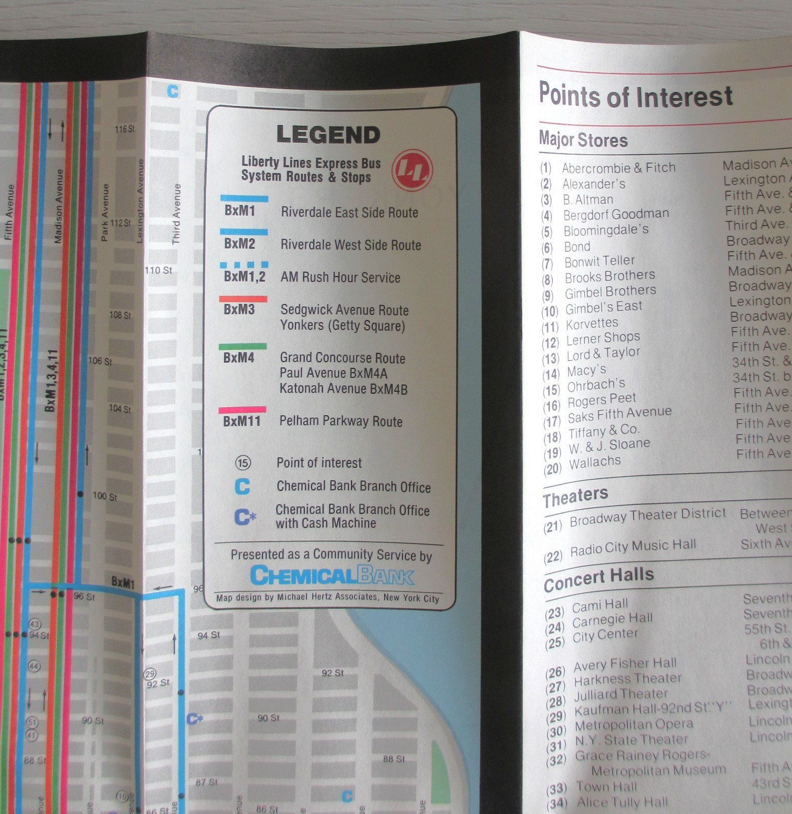 Vintage Liberty Lines Bus System Map Guide The Bronx Mid-Manhattan New York City