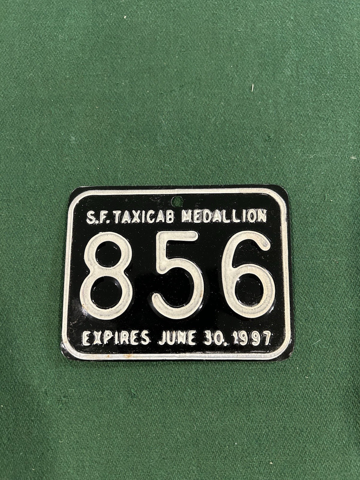 Nice Condition Vintage San Francisco, CA. Taxicab Medallion Plate #856