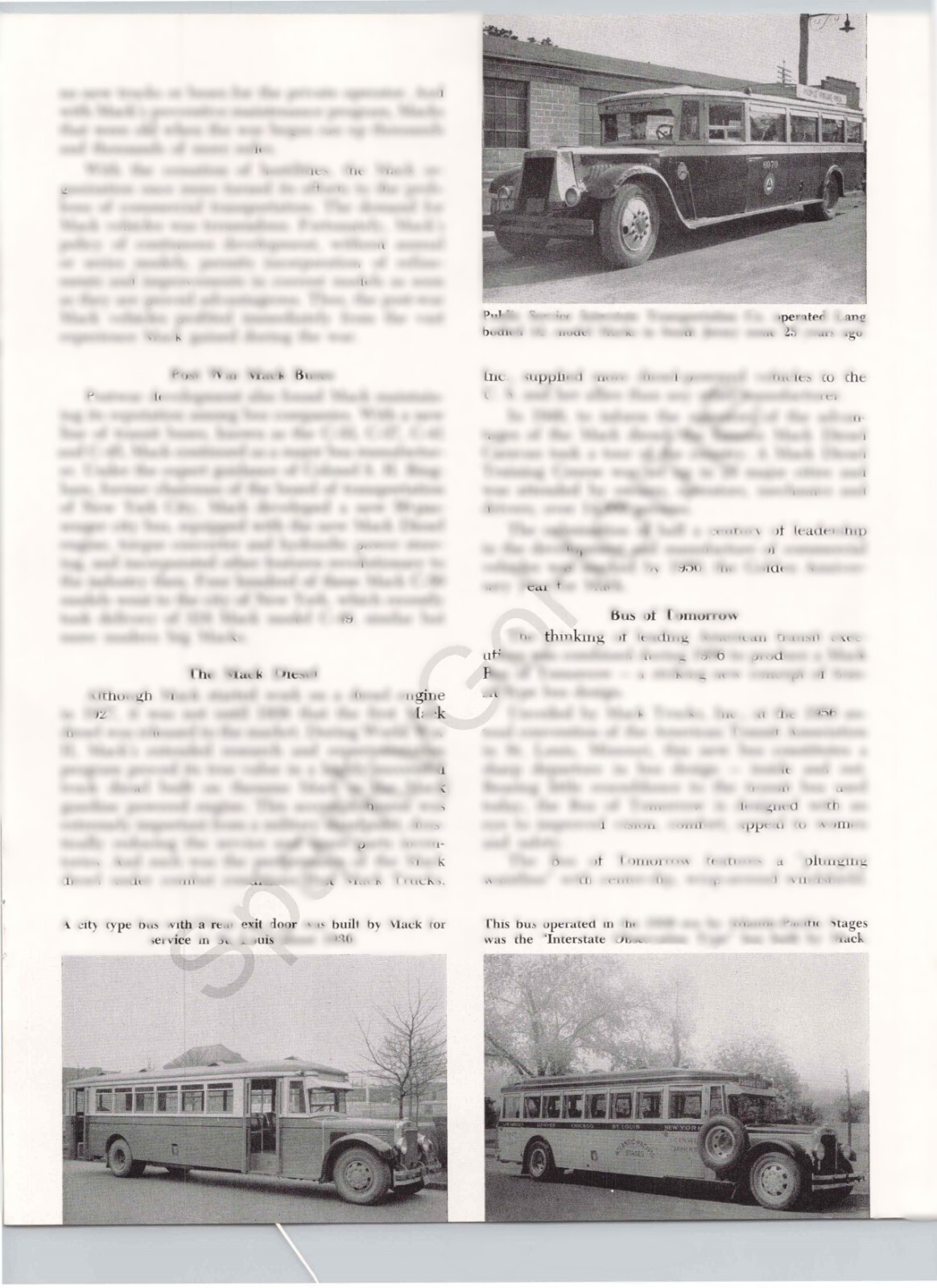 MACK Truck Bus History 6-Page Pictures Historical Article & Print Ad 1957