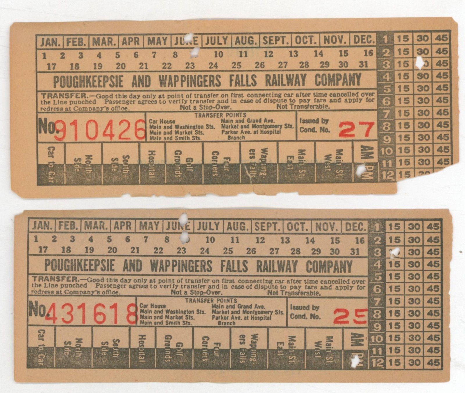 1946 St Louis MO Public Service Bus Ticket Vintage Pair Cherokee Manchester USA