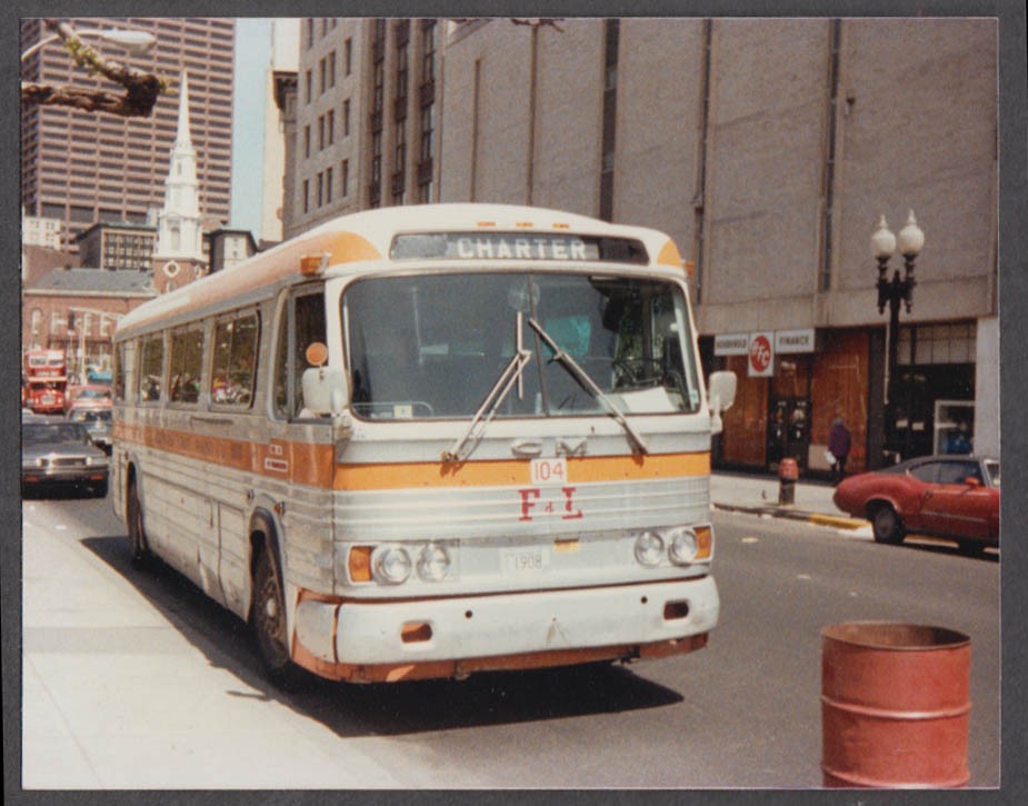 F & L Bus Lines GM Czoach #104 bus snapshot Boston 1986