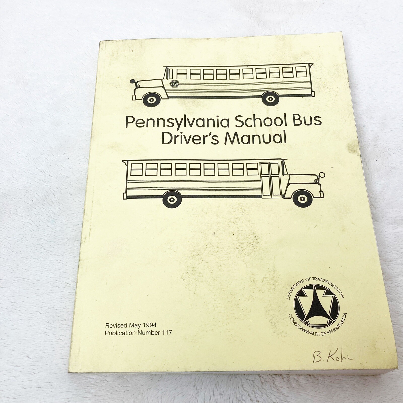 vintage Pennsylvania school bus drives manual from 1994