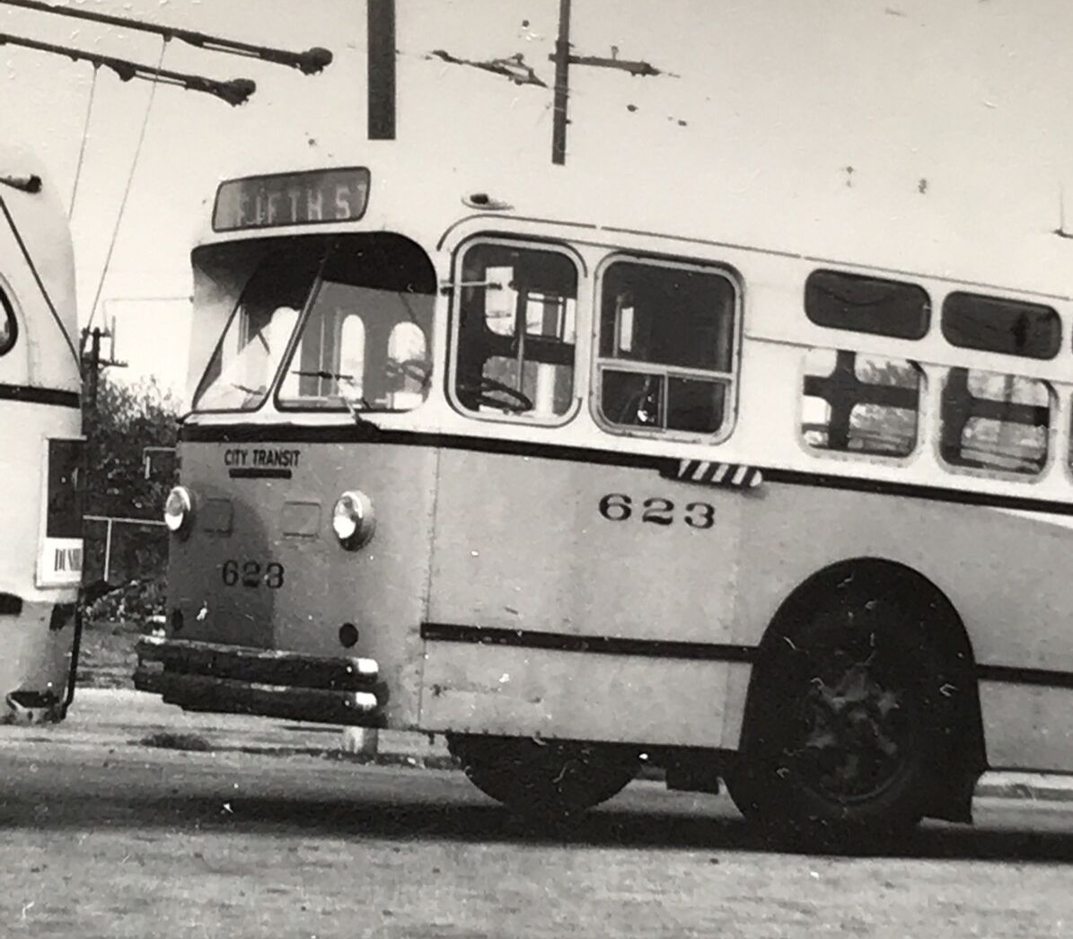 City Transit Lines CTL Dayton Ohio Bus #623 Route 2 Fifth Street B&W Photograph