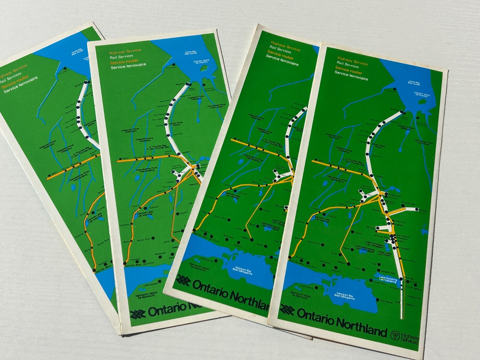 Lot (4) Ontario Canada Northland Highway Bus Schedule TIMETABLE c1981