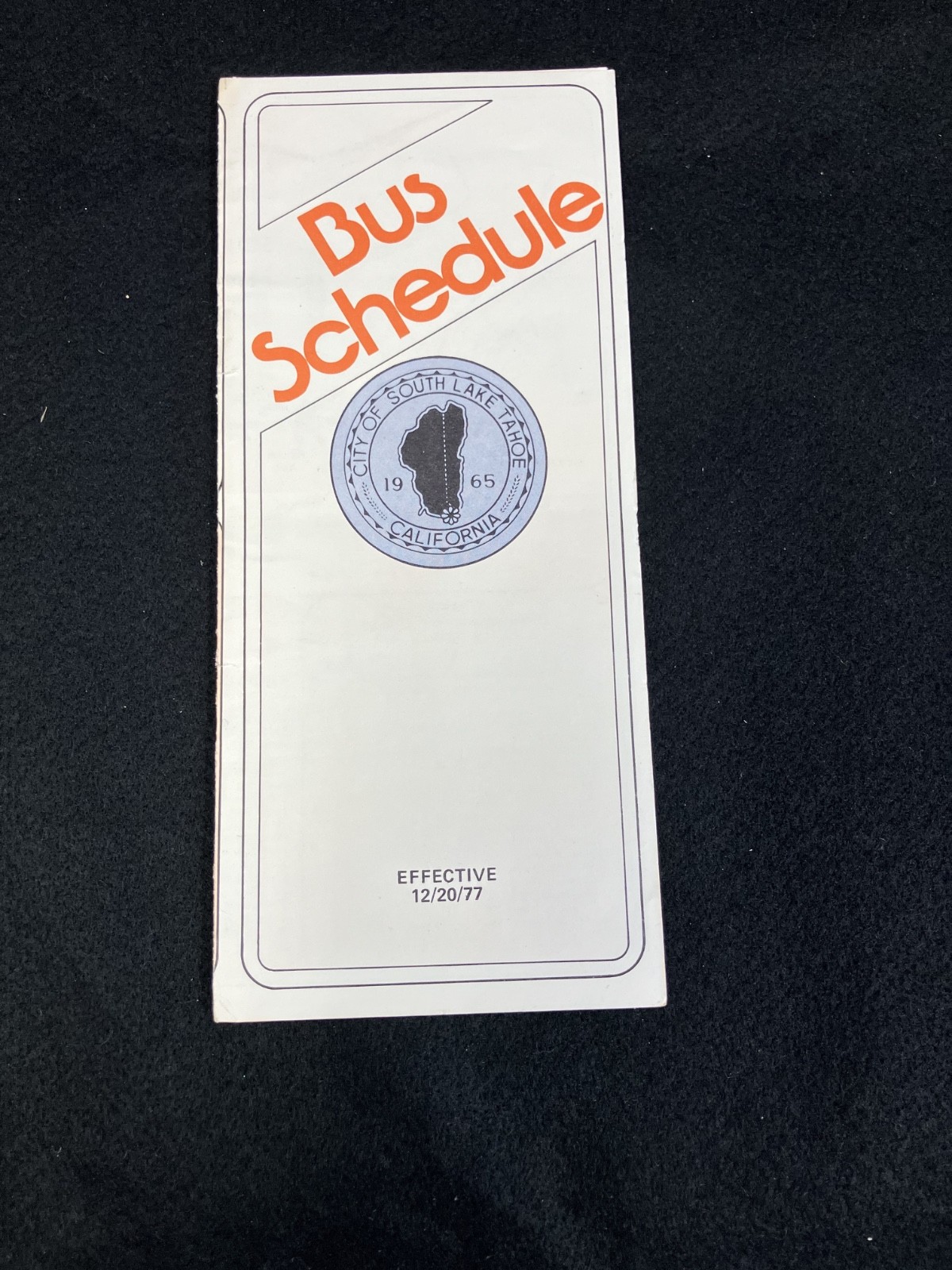 1977 SOUTH LAKE TAHOE, CALIFORNIA FOLDOUT BUS SCHEDULE