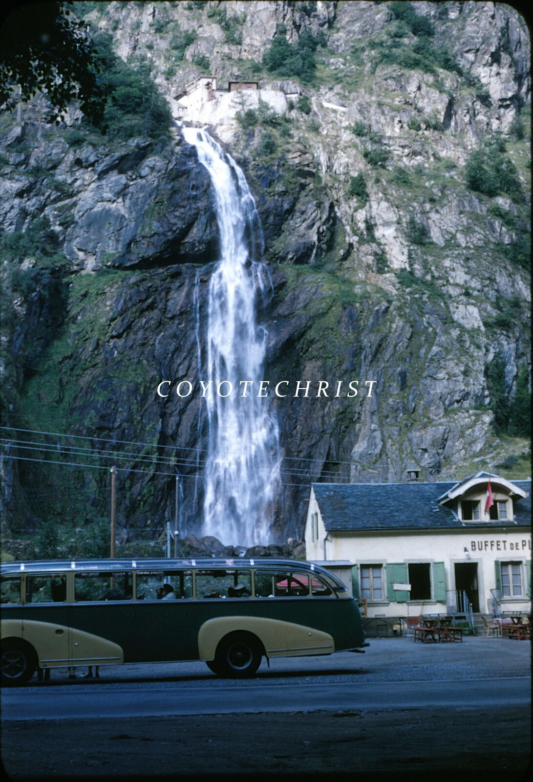 Early 1950s 35mm Slide UNUSUAL COACH BUS Setra Van Hool Style GLASS ROOF Suisse
