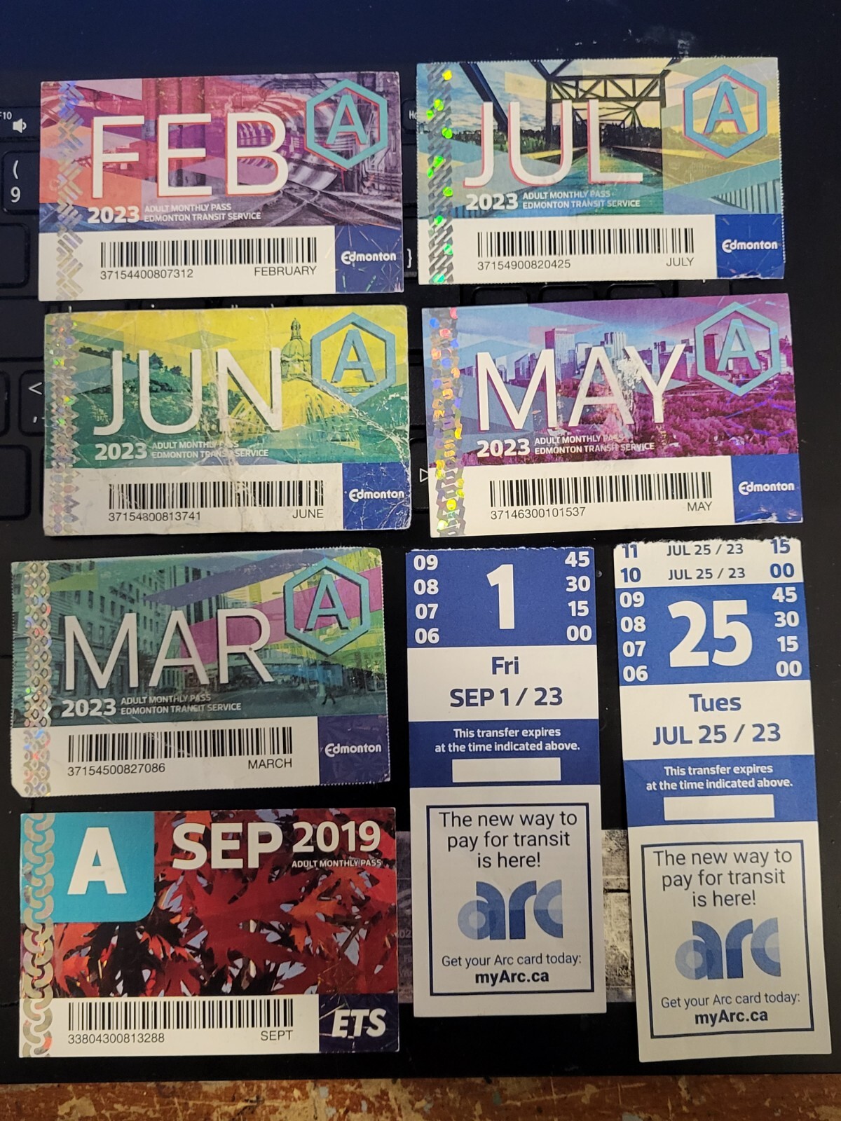 Edmonton Transit Service ETS 2023 Train or Bus Pass/Tansfer Set