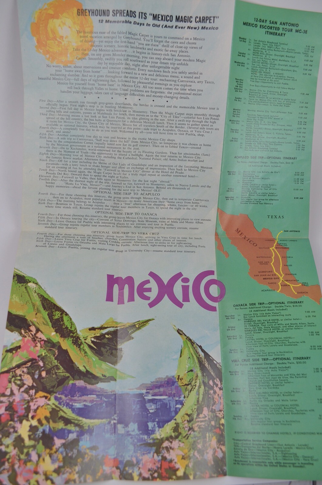 Vintage Mexico Tour Brochure Greyhound 1960’s