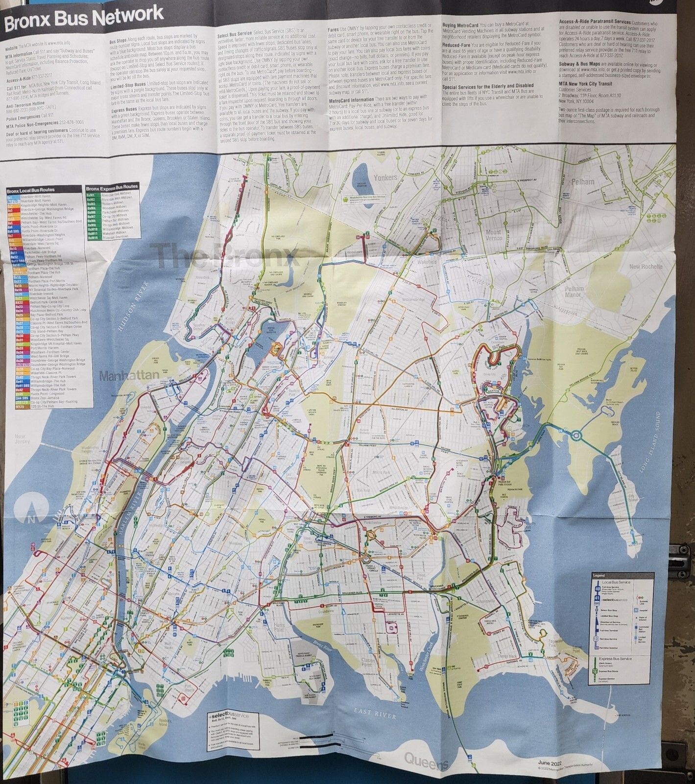 2022 MTA New York City Transit Bronx Borough Bus Map