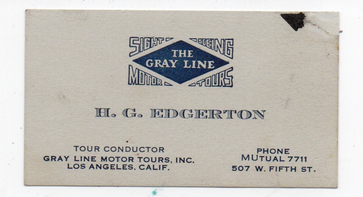 1920s Grey Line Bus Line Tour Conductor Card for H.G. Edgerton