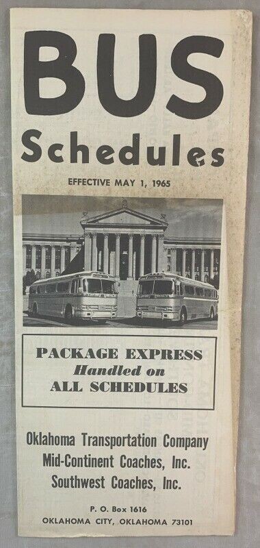 (Lot of 10) Original 1960s Bus Coach Timetables Oklahoma MKO Lines OT MC SWC