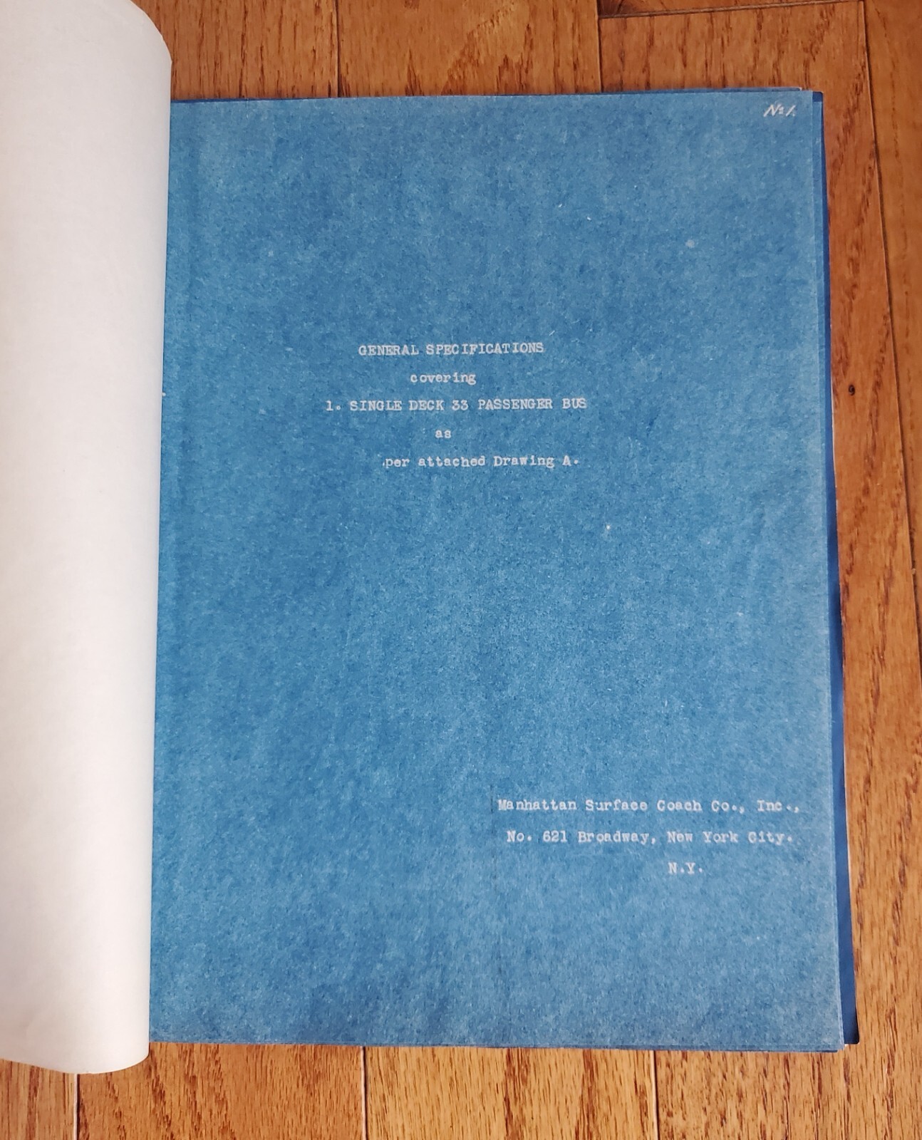 VINTAGE GREEN LINES BUS MANHATTAN SURFACE COACH COMPANY INC SPECIFICATIONS BOOK