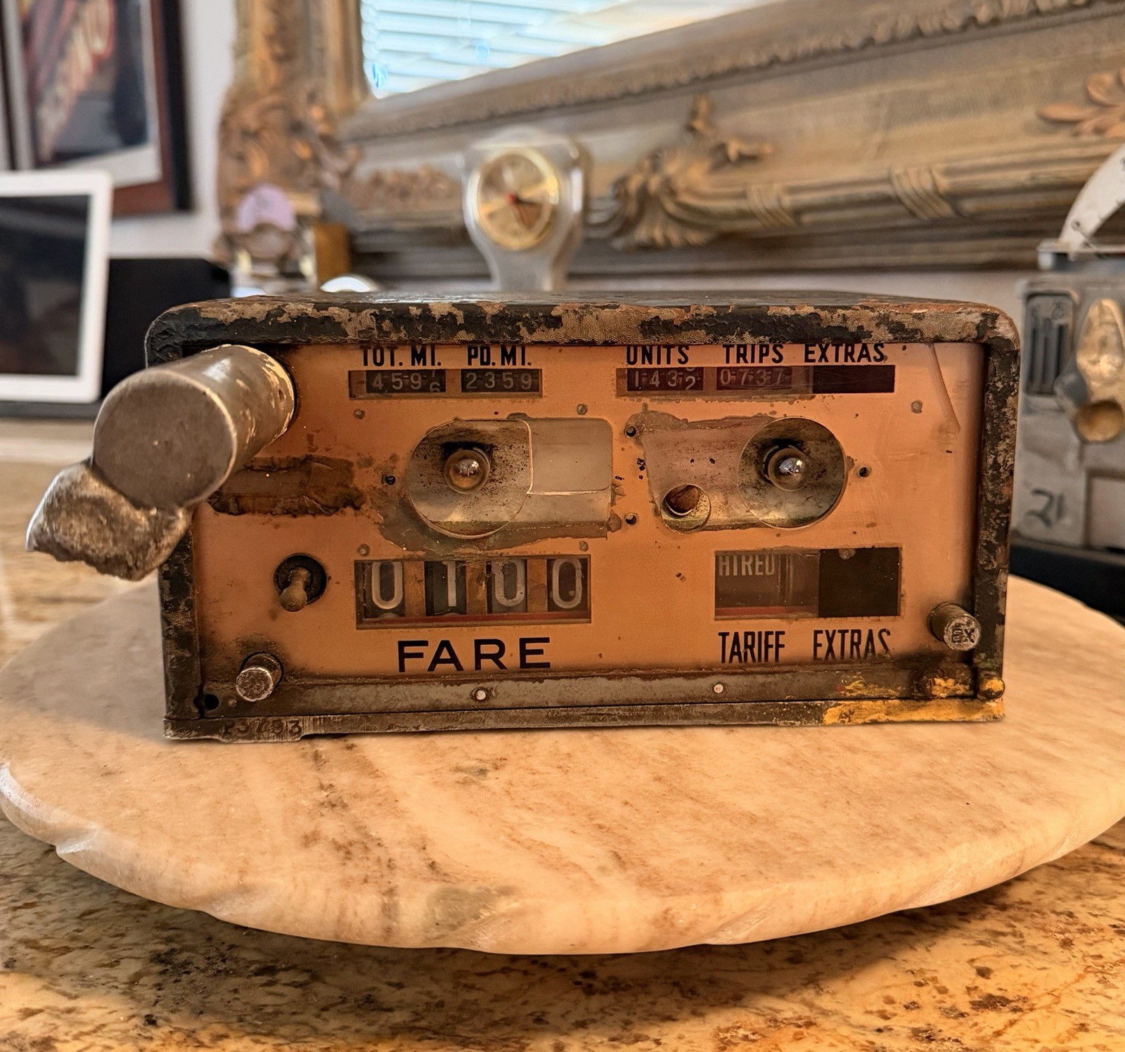 VTG Rockwell Ohmer Taxi Meter Mid-Century Mechanical Fare Box Industrial Decor