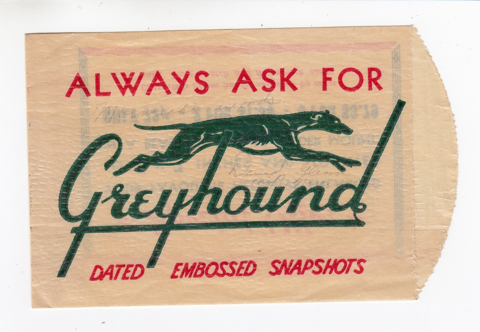 Greyhound Dated Embossed Snapshots Envelope Bus