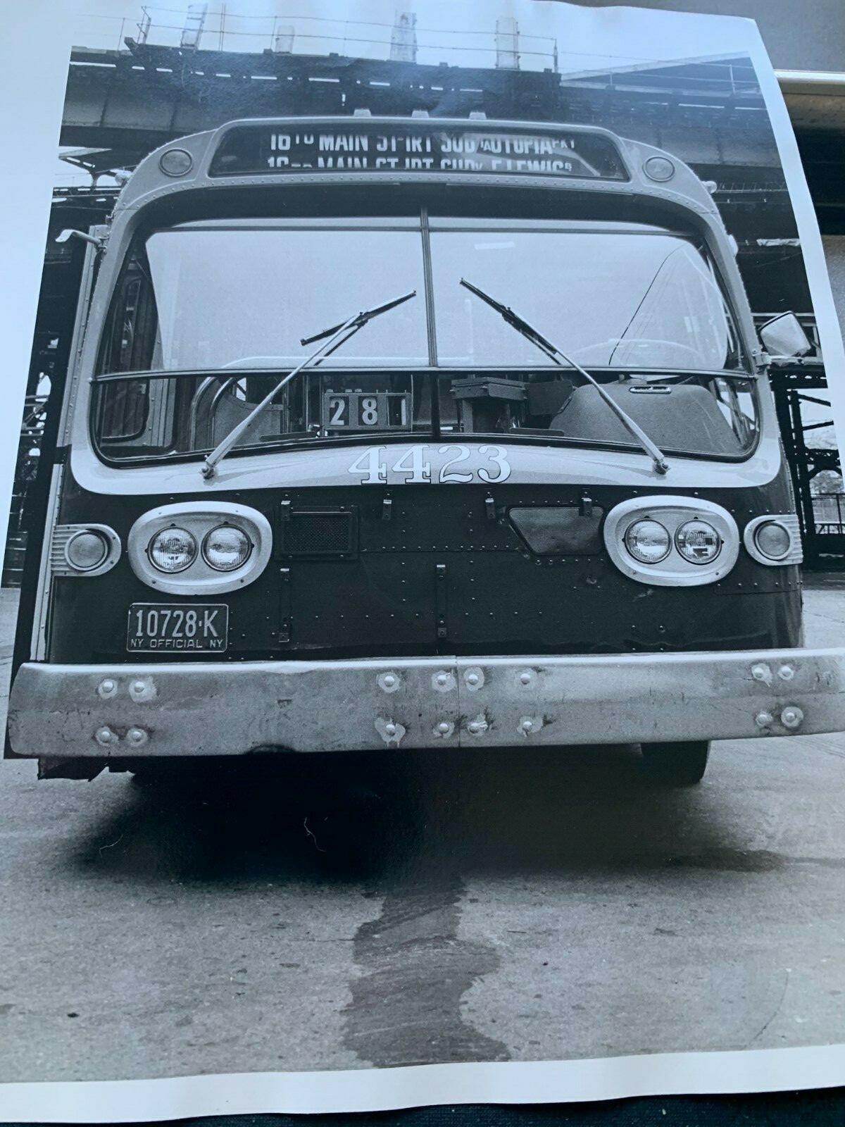 8X10 NY NYC TRANSIT BUS B&W COLLECTIBLE PHOTOGRAPH ELEVATED IRT SUBWAY TRACKS