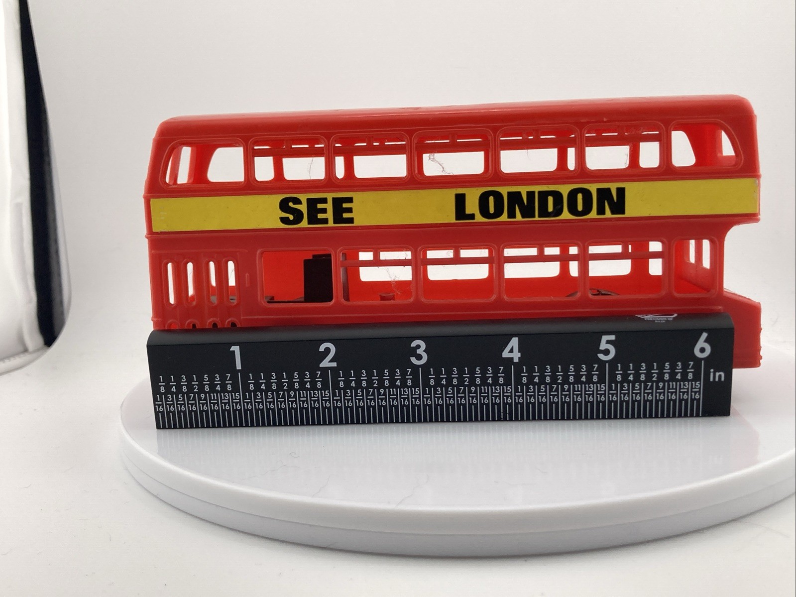 Vintage 1970s Mak’s Plastic London Transport Double Deck Bus Friction Toy 7.5″ L