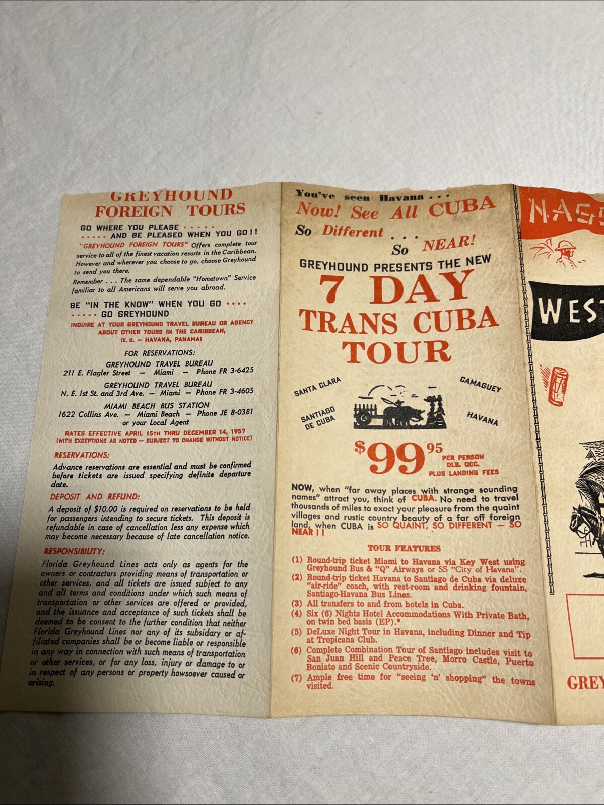 1957 Greyhound Bus Lines West Indies Nassau Vintage Travel Brochure Steamship