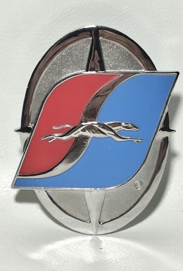 Vintage Greyhound Lines Driver’s Hat Badge Red/Blue in Exc. Collectible Cond.