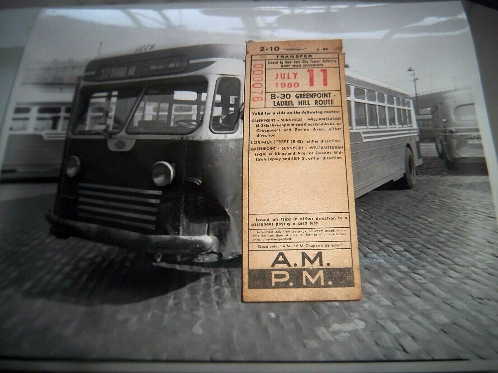 25 COMPLETE UNUSED TRANSFERS NOS NYC NY BUS GREENPOINT LAUREL HILL BROOKLYN 1980