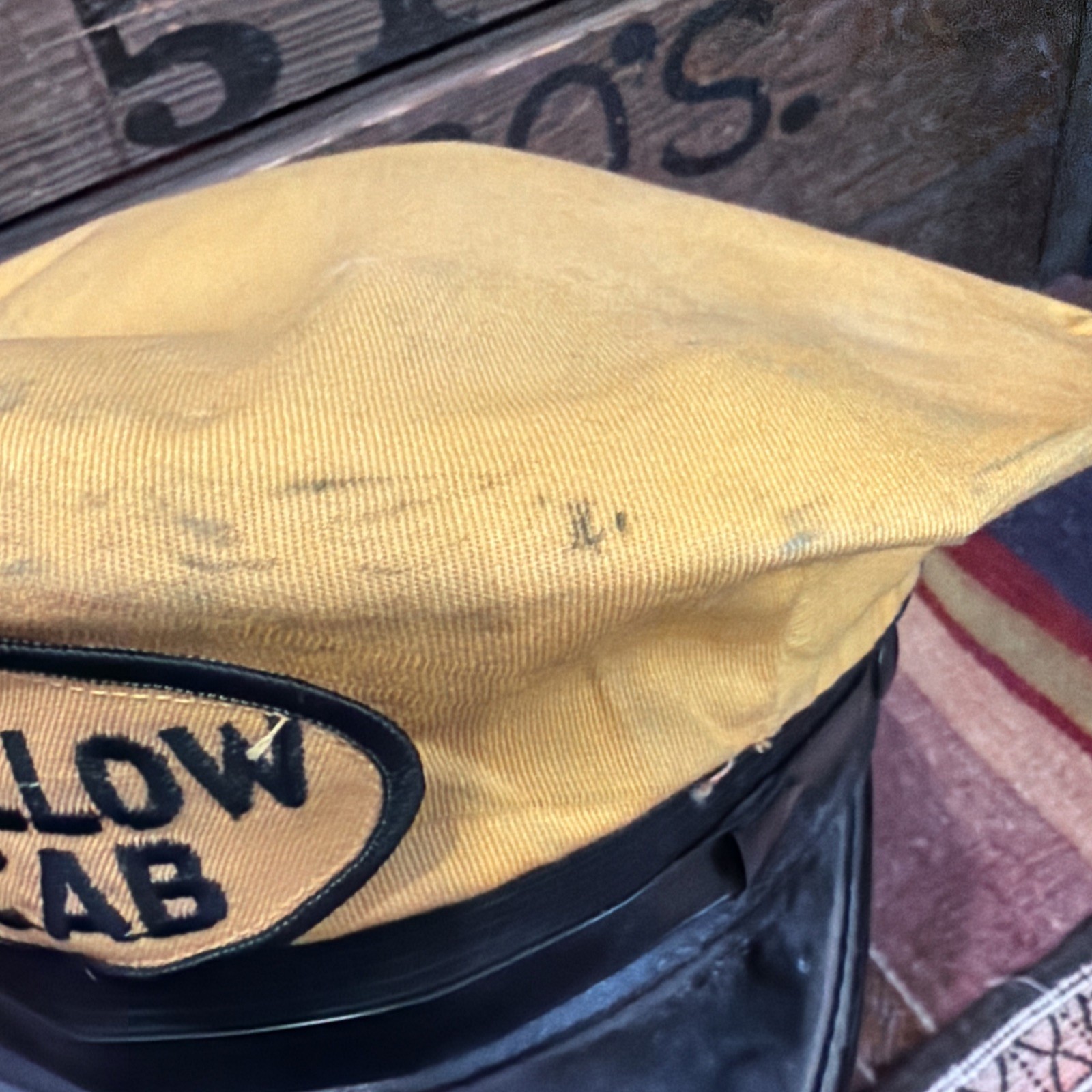 Vintage Yellow Cab Cloth Driver Cap With Patch Sentry Brand – 7 1/4