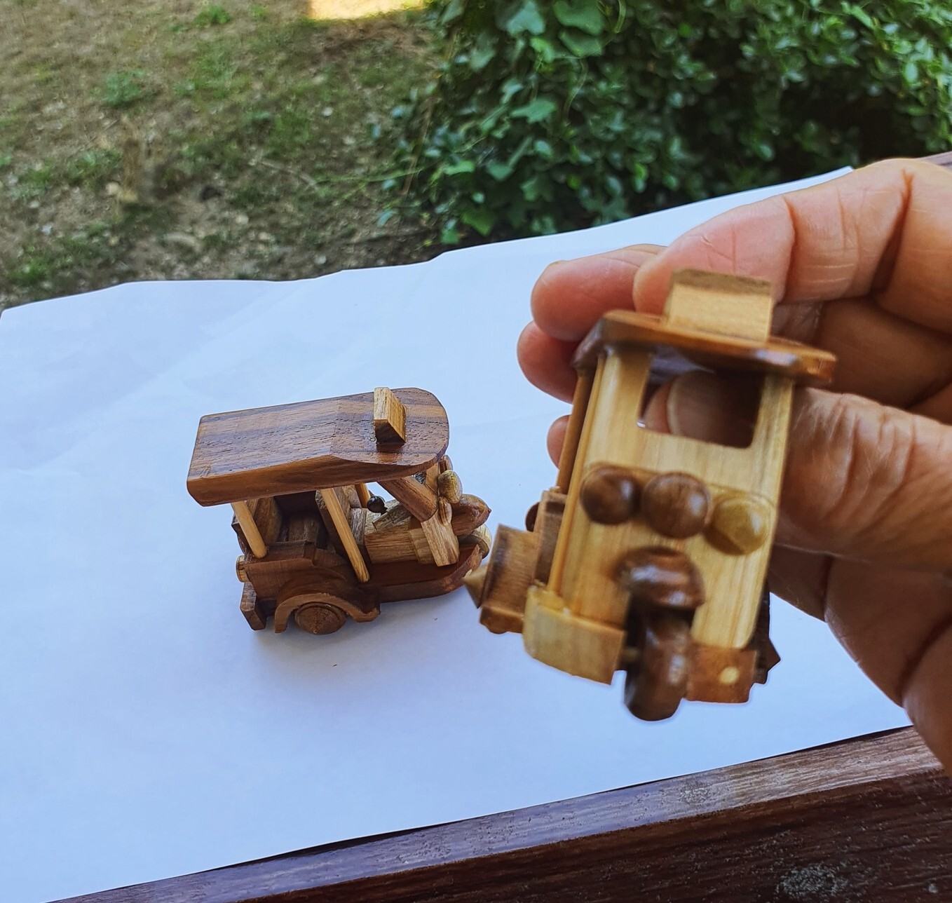 2 x Wooden Tuk Tuk Mini Taxi Thailand Vehicle Handmade Souvenir Model Collectibl