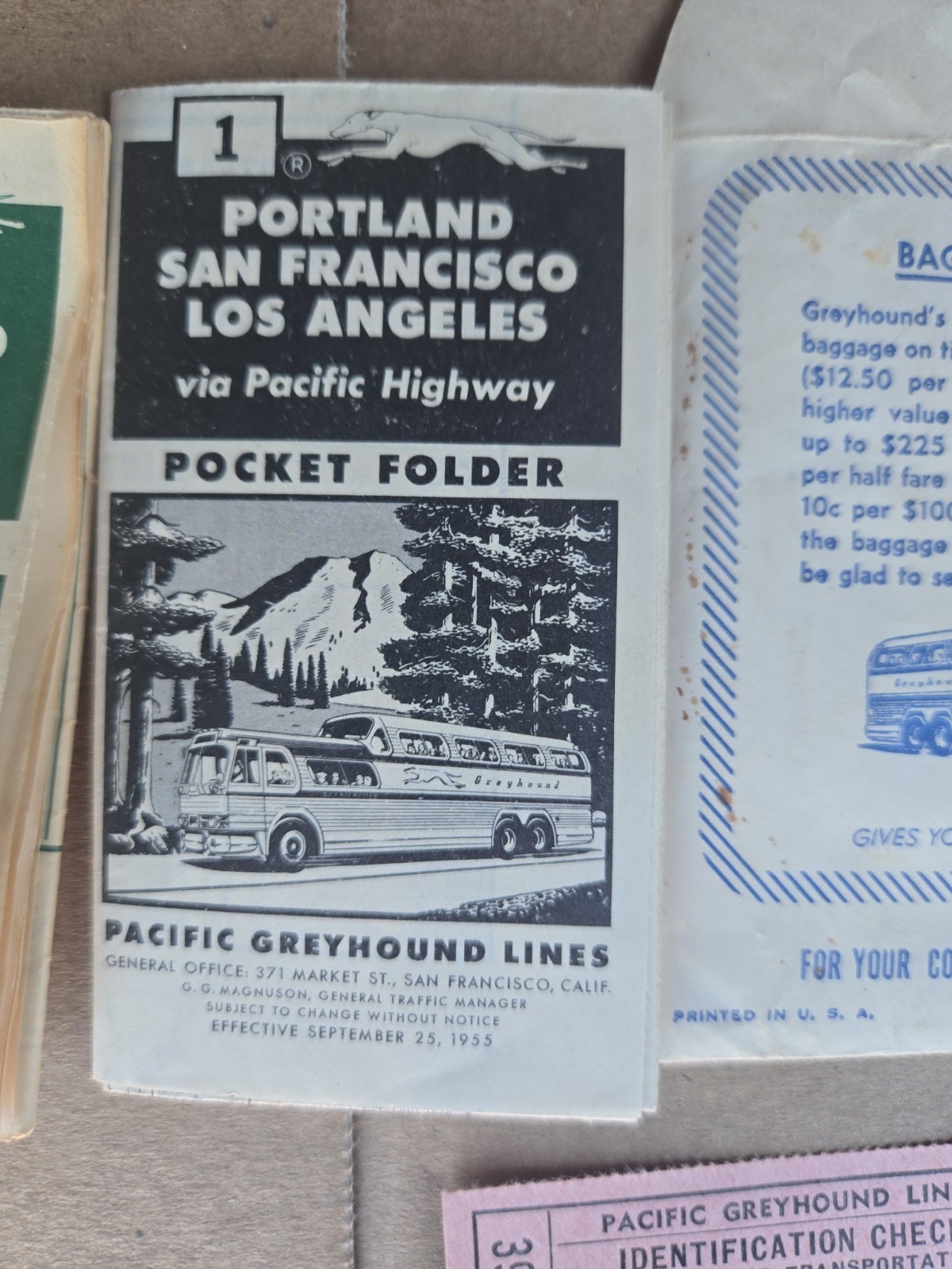 1950s Pacific Greyhound Bus Line Pocket Folder Envelope Identification Check Set