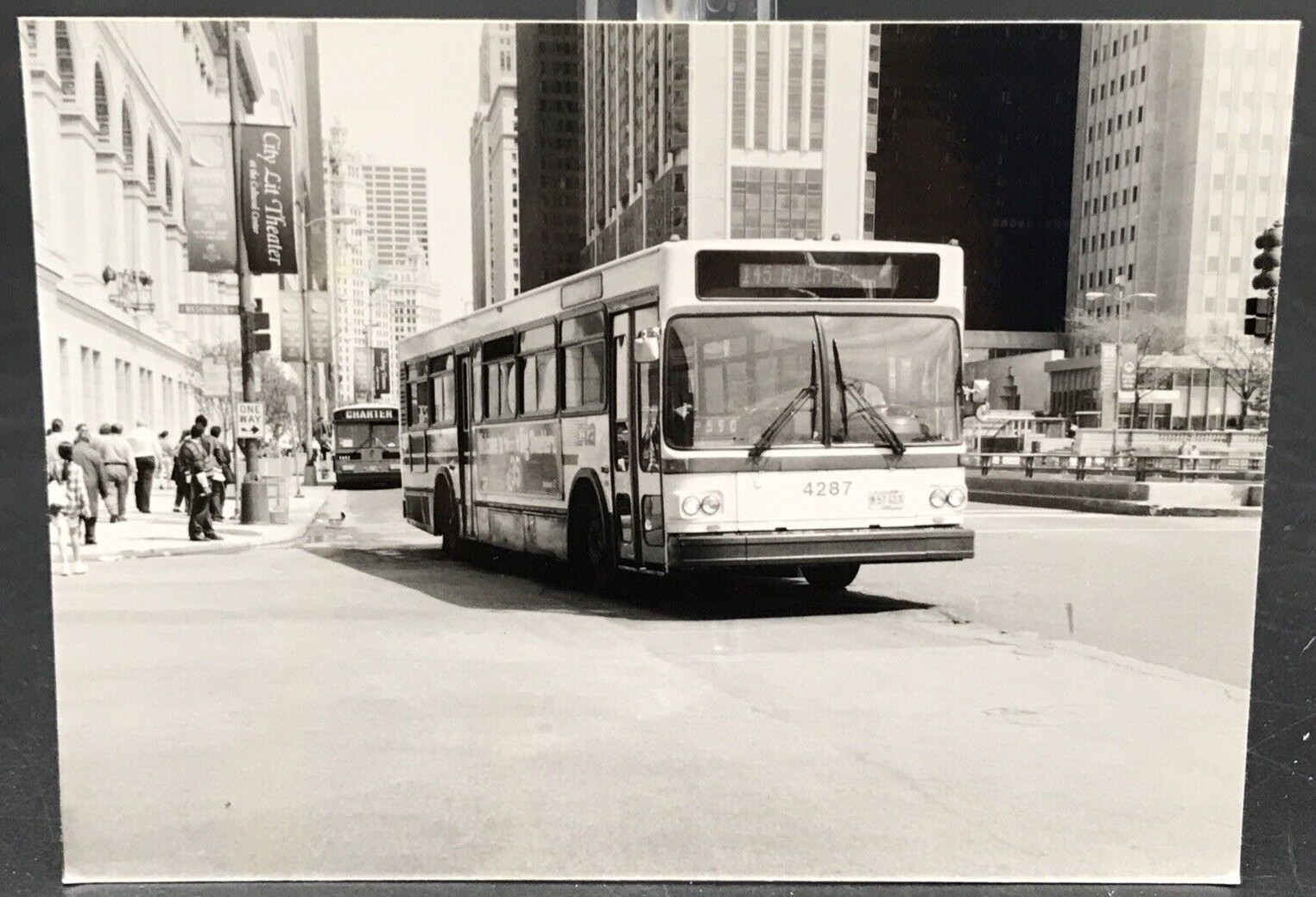 Chicago Transit Authority CTA Bus #4287 Route 145 Michigan Express B&W Photo